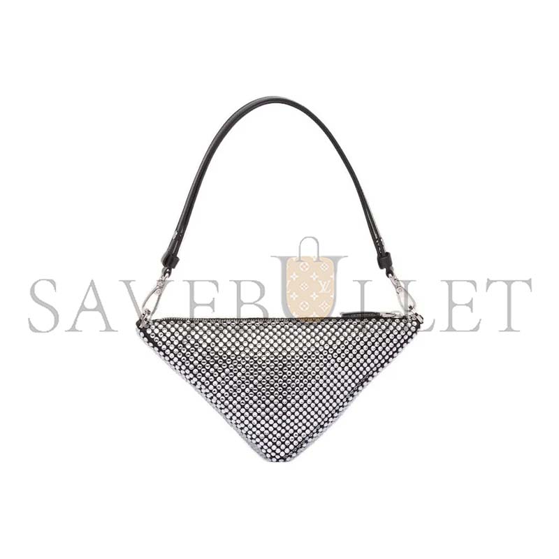 Pra*a triangle satin mini bag with crystals 1bc190 (26*14*6cm)