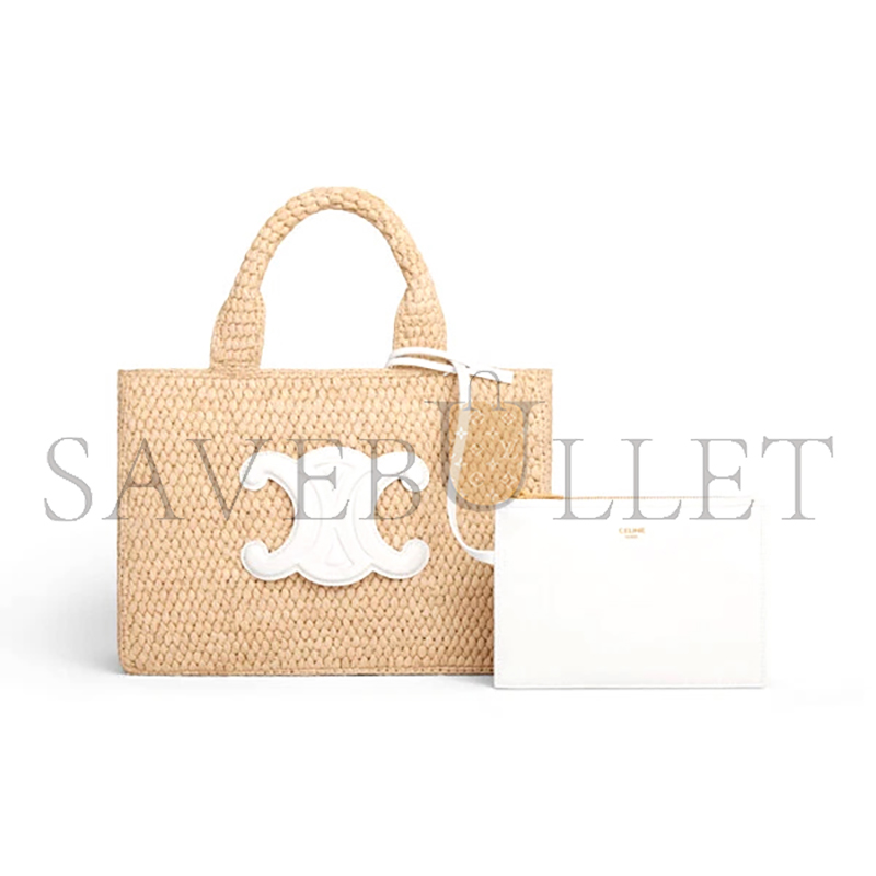 Ce**e small cabas thais in raffia and calfskin 116302ff7.01bc (27*19*13cm)