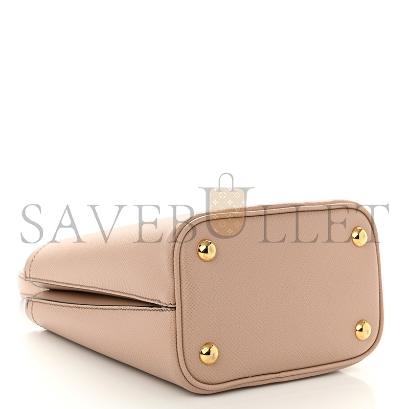 Pra*a saffiano cuir calfskin small panier bucket bag cipria 1ba217 (18*17*10.5cm)