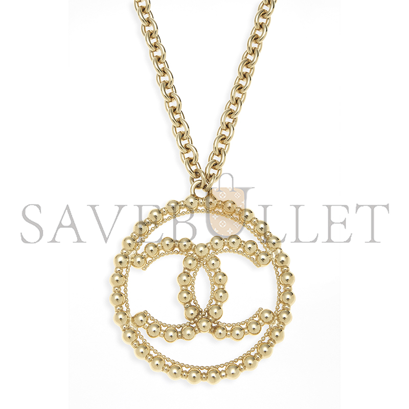 Ch*el gold gold cc circle necklace ff8175