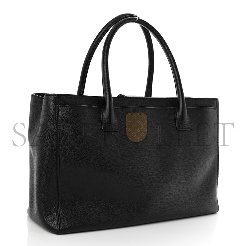 Ch*el calfskin cerf executive shopper tote black as93748 (36*23*15cm)