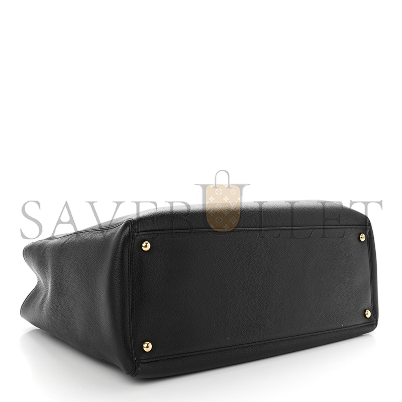 Ch*el calfskin cerf executive shopper tote black as93748 (36*23*15cm)