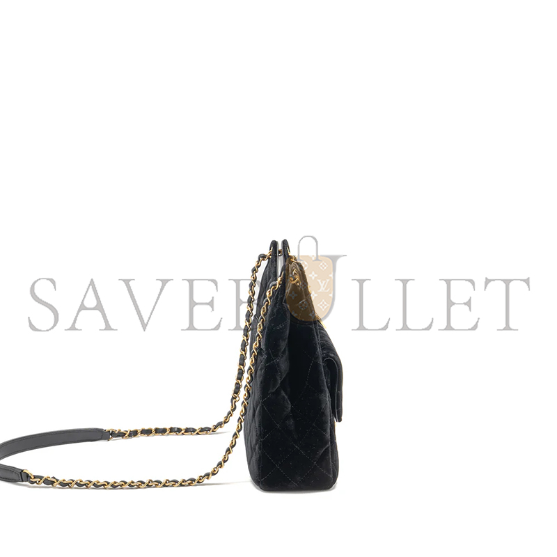 Ch*el 23b hobo bag velvet black ghw 296301 (23*22*7cm)