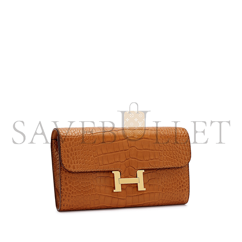H**mes master gold matte alligator constance-to-go gold hardware 436572 (20.5*13*3cm)