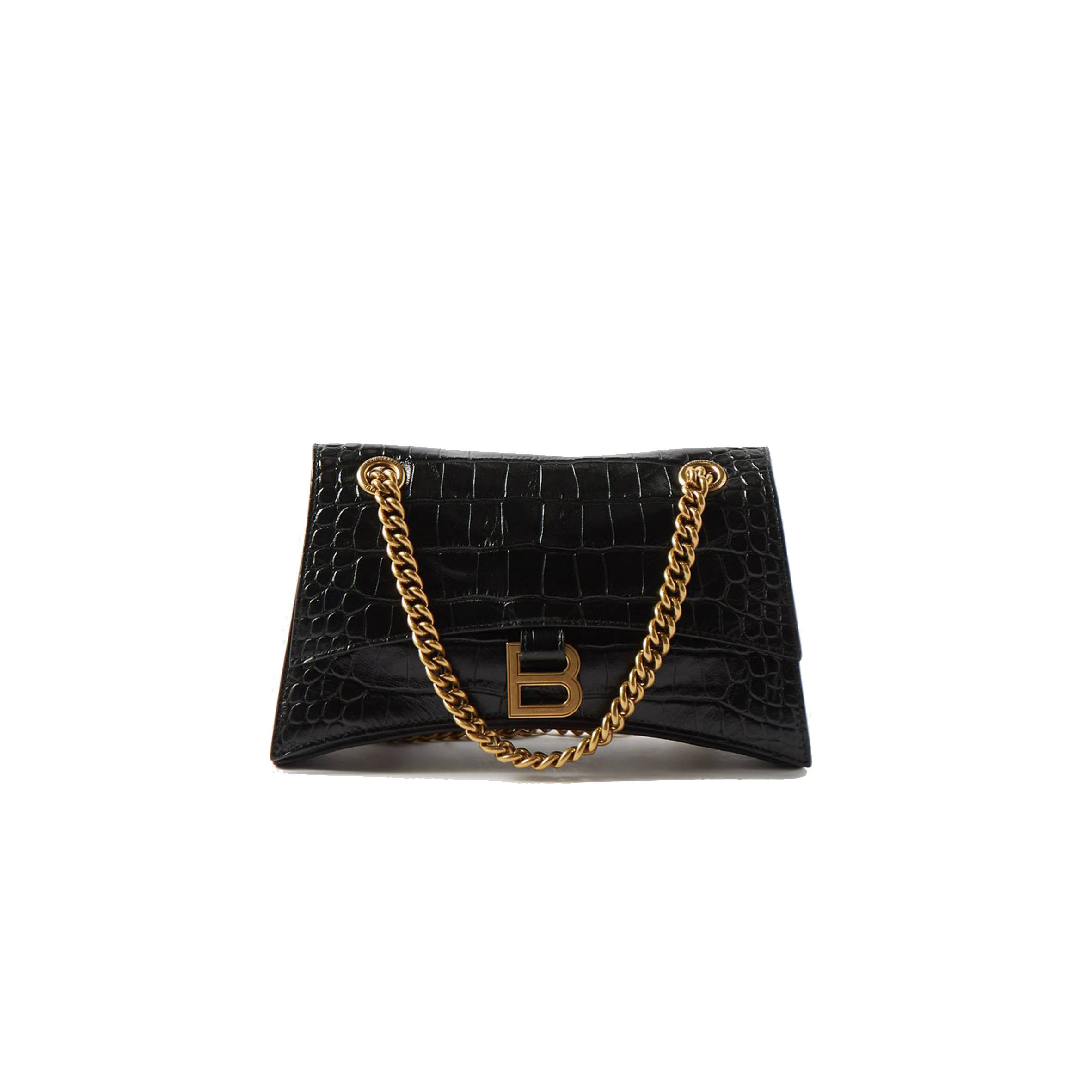 Ba*len*cia*ga black crush chain crocodile-effect leather shoulder bag matchesfashion us (25.5*16*6.4cm)
