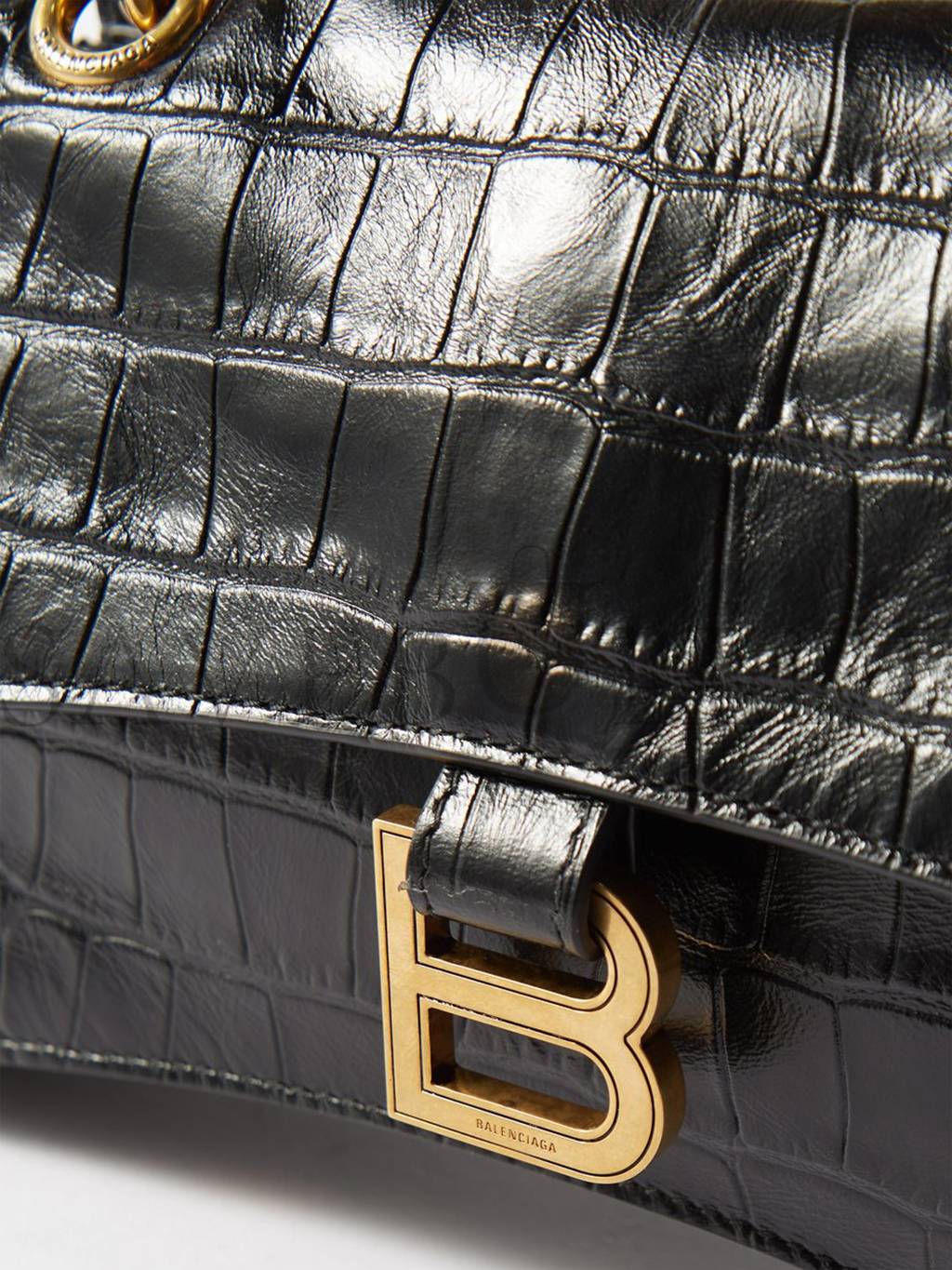 Ba*len*cia*ga black crush chain crocodile-effect leather shoulder bag matchesfashion us (25.5*16*6.4cm)