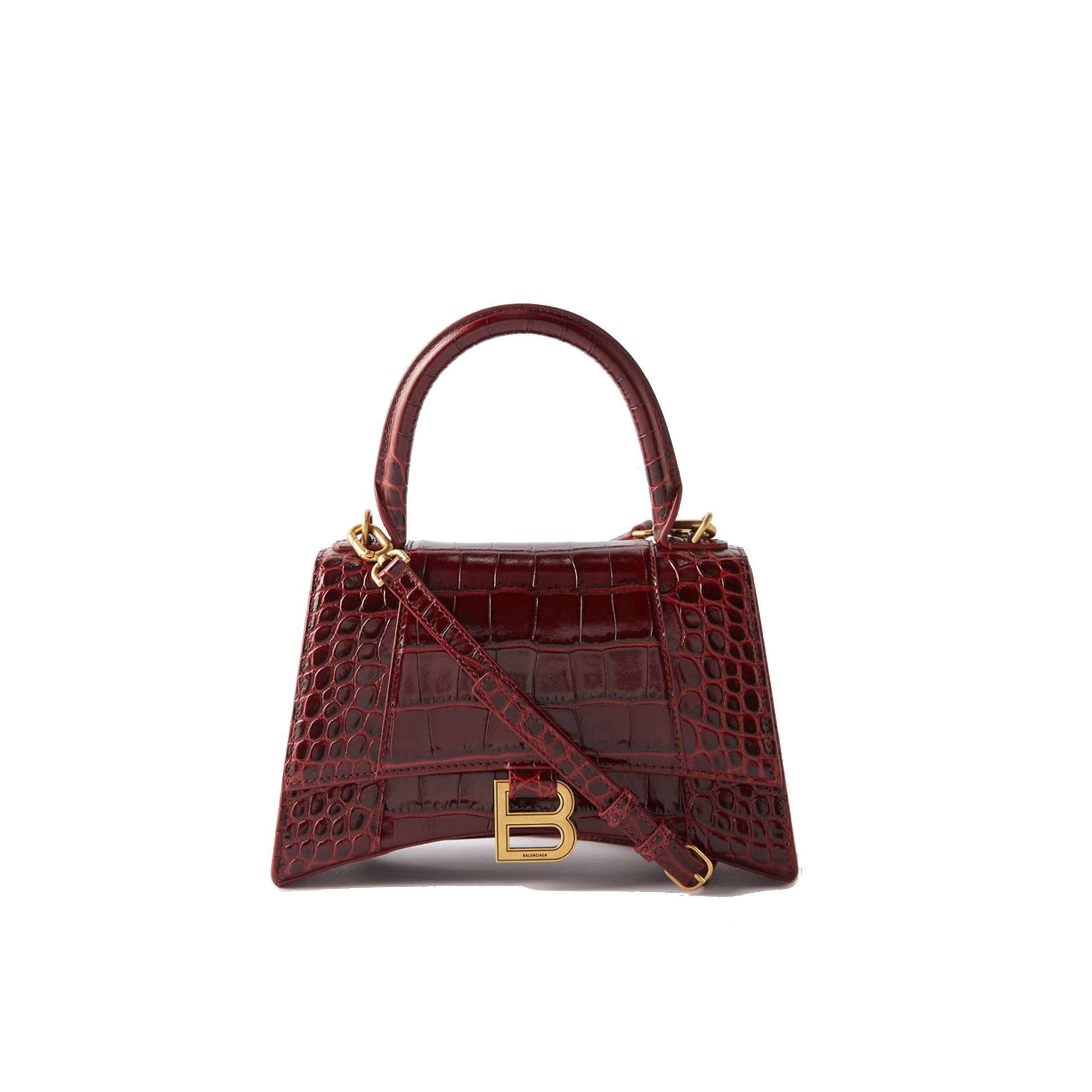 Ba*len*cia*ga red hourglass s crocodile-effect leather bag matchesfashion us (22.5*14.5*10cm)