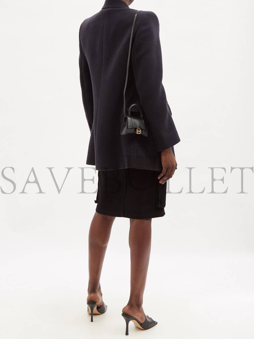 Ba*len*cia*ga black hourglass mini crocodile-effect leather bag matchesfashion us (12*8.5*4.3cm)