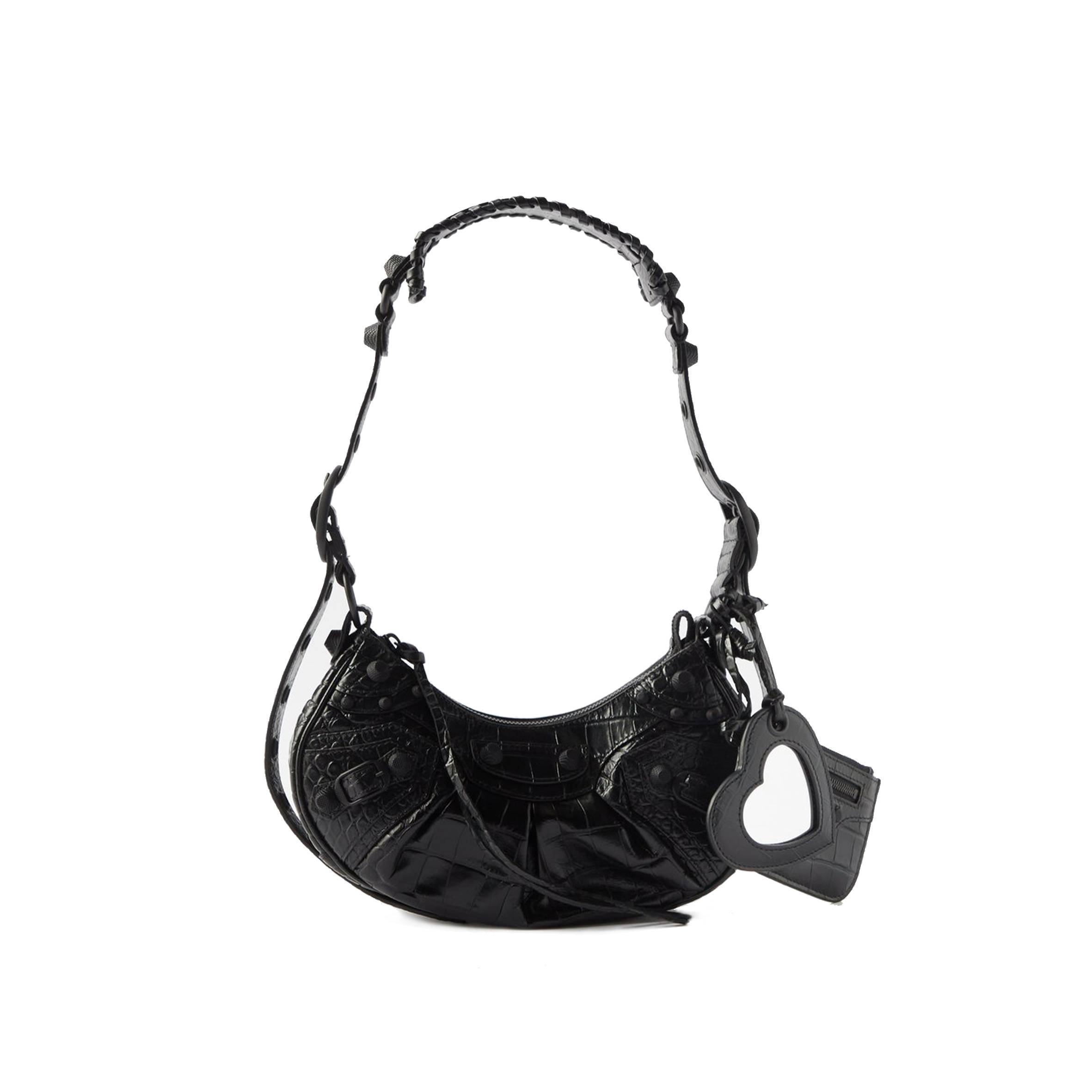 Ba*len*cia*ga black le cagole xs croc-effect leather shoulder bag matchesfashion us (25.6*11.4*7.3cm)