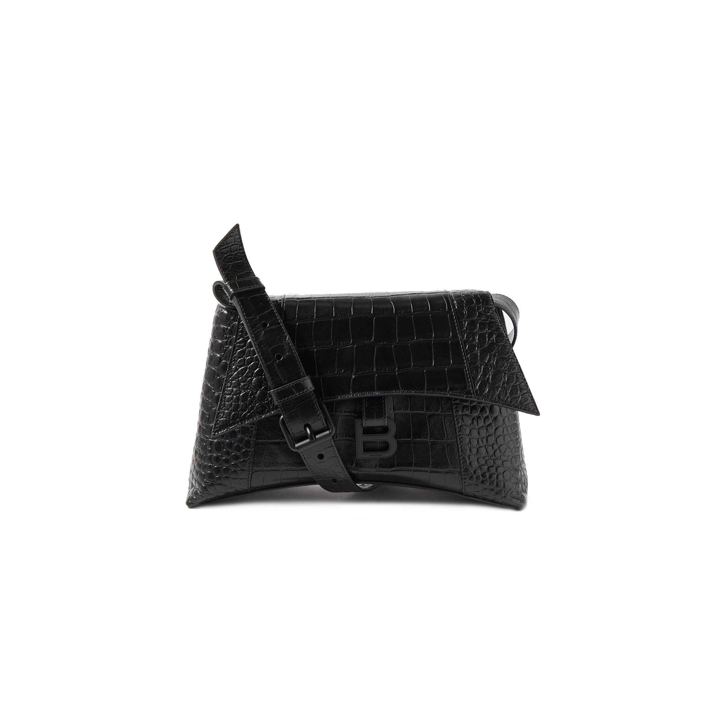Ba*len*cia*ga black downtown crocodile-effect leather shoulder bag matchesfashion us (29*18*11cm)