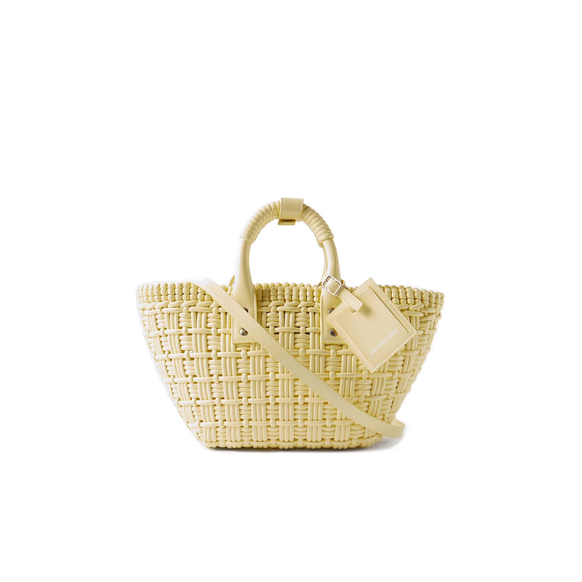 Ba*len*cia*ga yellow bistro xs woven faux-leather basket bag matchesfashion us (22*20*12.5cm)