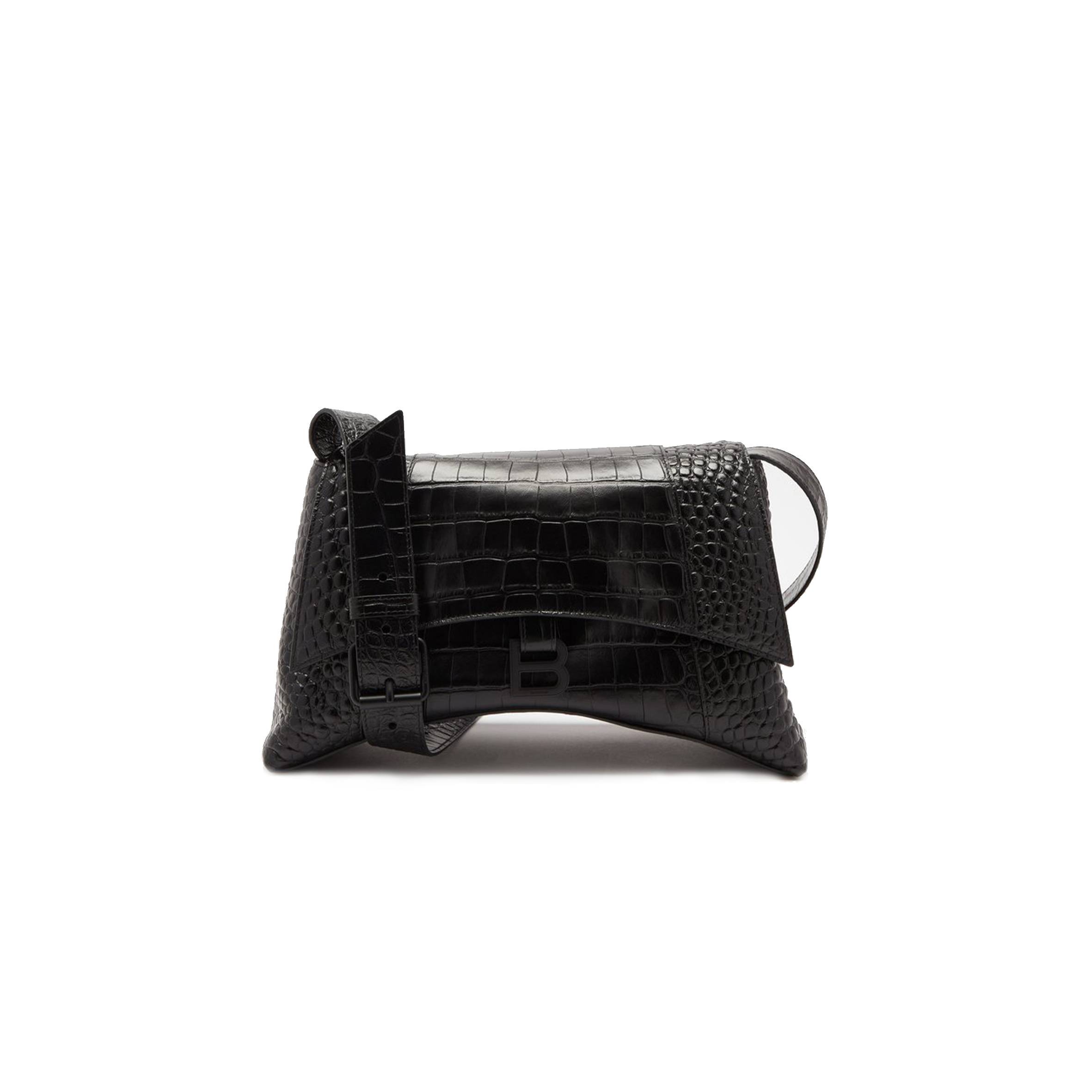 Ba*len*cia*ga black downtown crocodile-effect cross-body bag matchesfashion us (32*19*4.5cm)