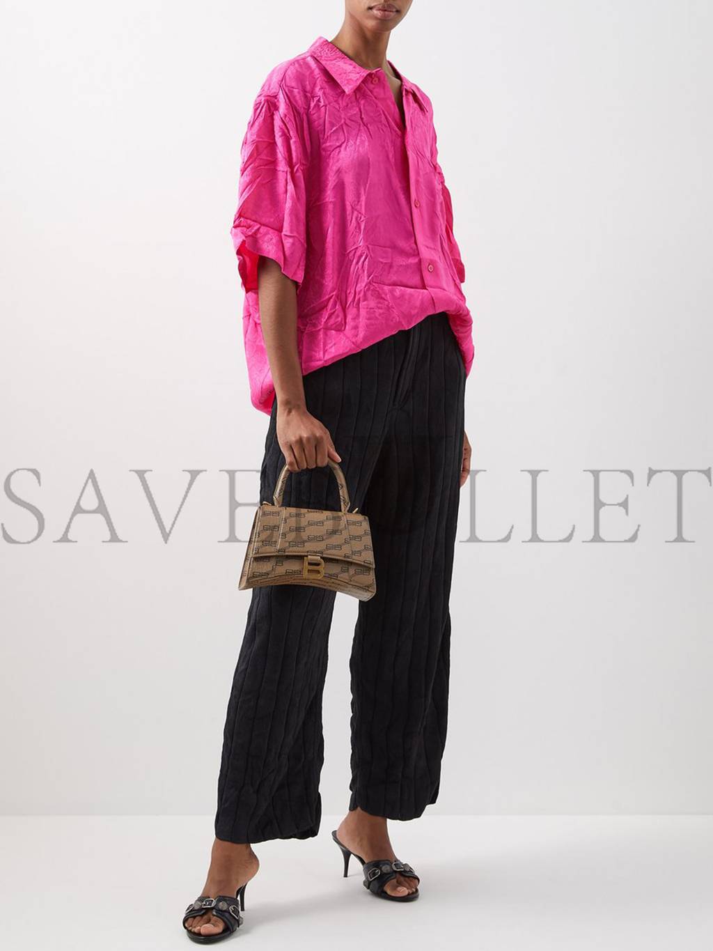 Ba*len*cia*ga beige hourglass s bb-print coated canvas bag matchesfashion us (22.5*15*10cm)