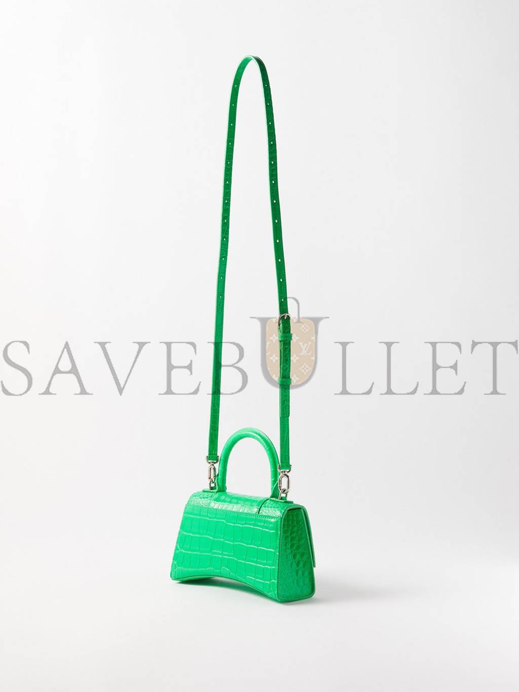 Ba*len*cia*ga green hourglass xs croc-effect leather cross-body bag matchesfashion us (19*12.1*7.6cm)