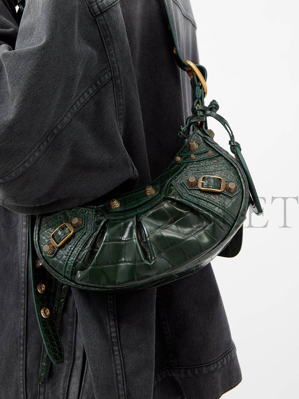 Ba*len*cia*ga green cagole xs croc-effect leather shoulder bag matchesfashion us (25.4*14*6cm)