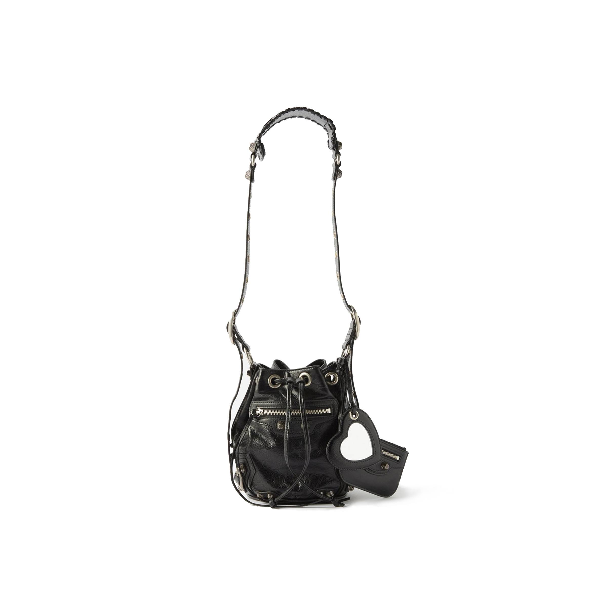 Ba*len*cia*ga black le cagole xs crinkled-leather bucket bag matchesfashion us (22*20*15cm)