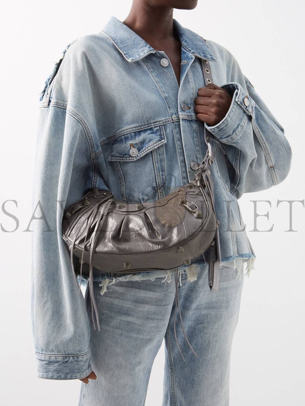 Ba*len*cia*ga grey cagole s leather shoulder bag matchesfashion us (33*14.7*7.8cm)