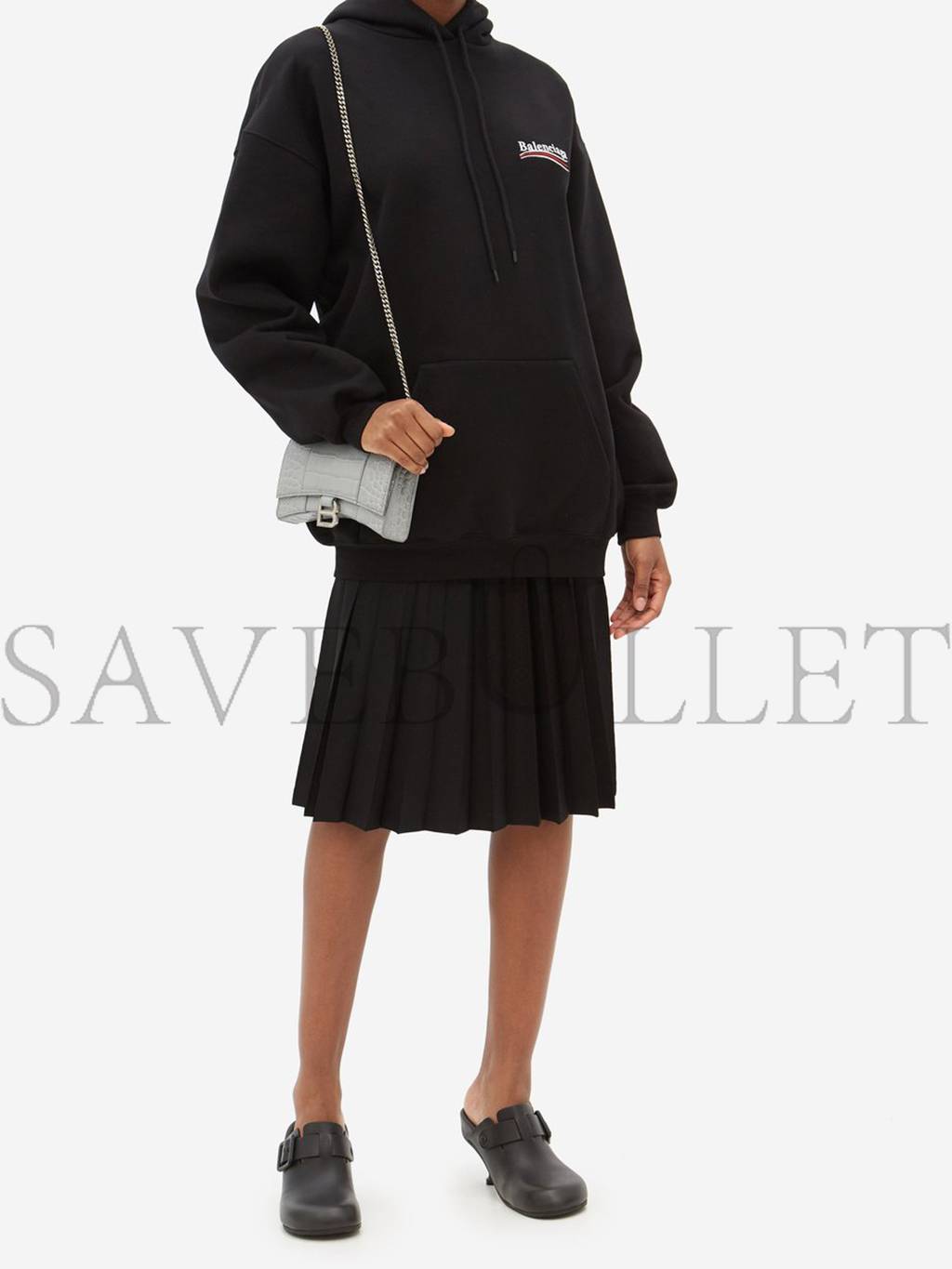 Ba*len*cia*ga grey hourglass croc-effect leather cross-body bag matchesfashion us (19.8*12.1*5cm)