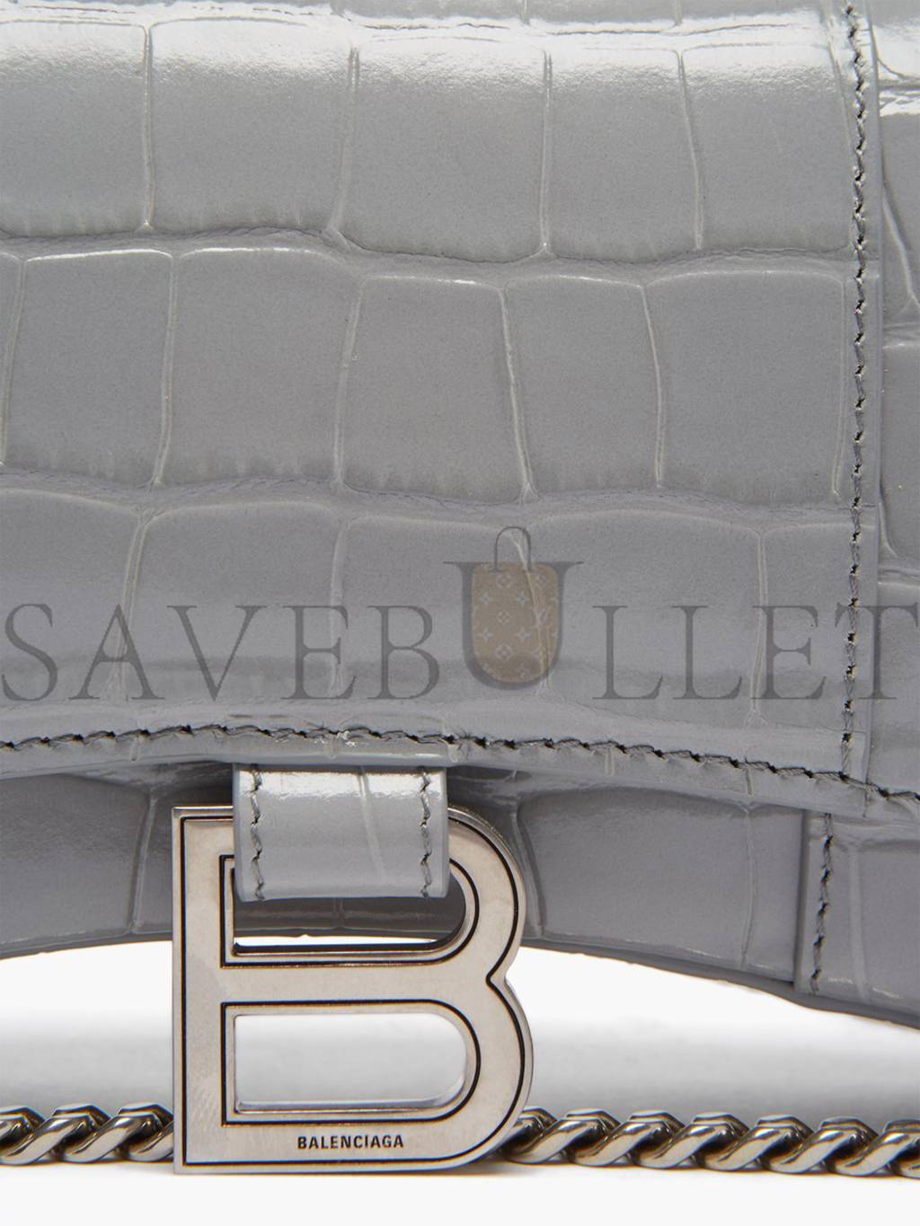 Ba*len*cia*ga grey hourglass croc-effect leather cross-body bag matchesfashion us (19.8*12.1*5cm)