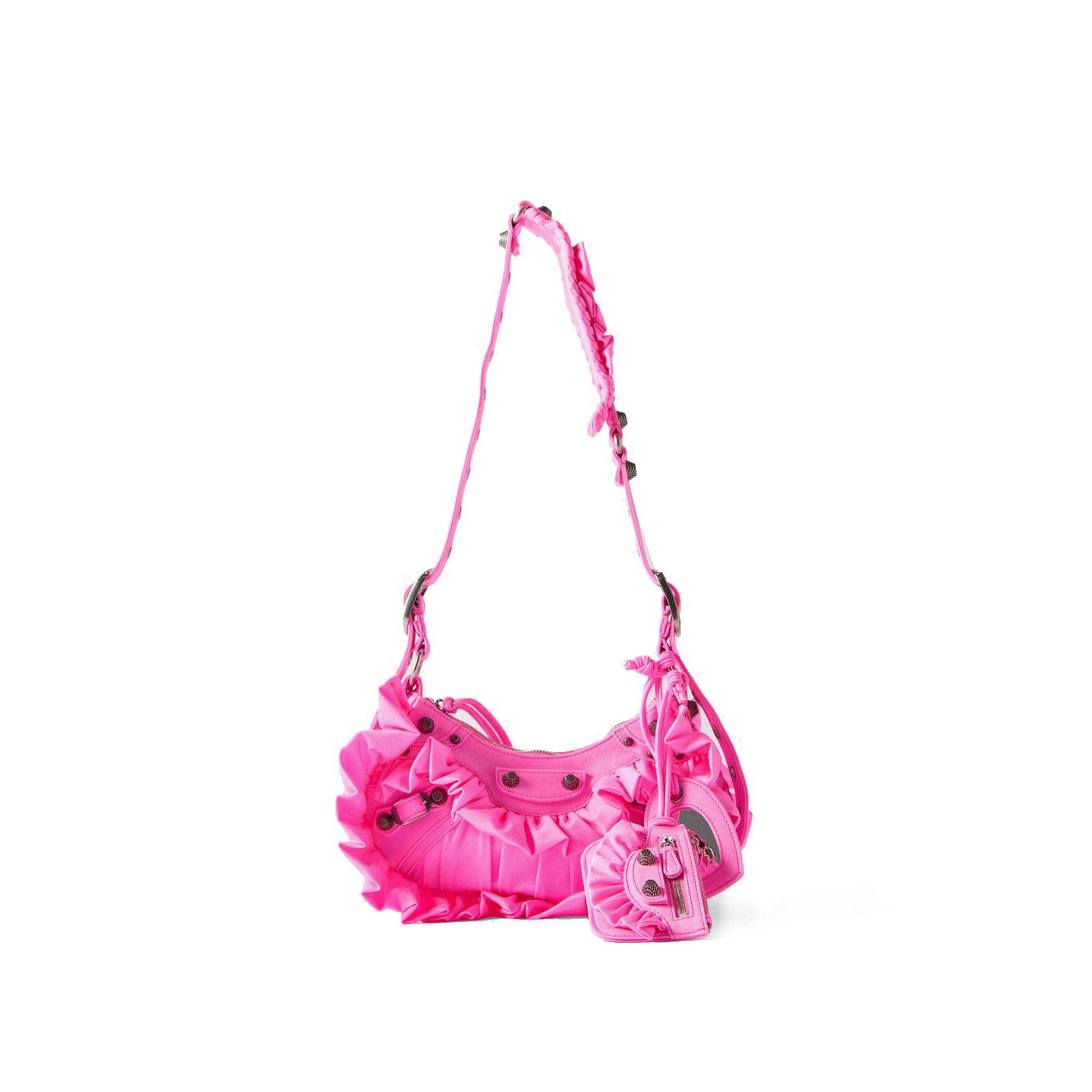 Ba*len*cia*ga pink le cagole xs ruffled spandex shoulder bag matchesfashion us (25*15.2*6cm)