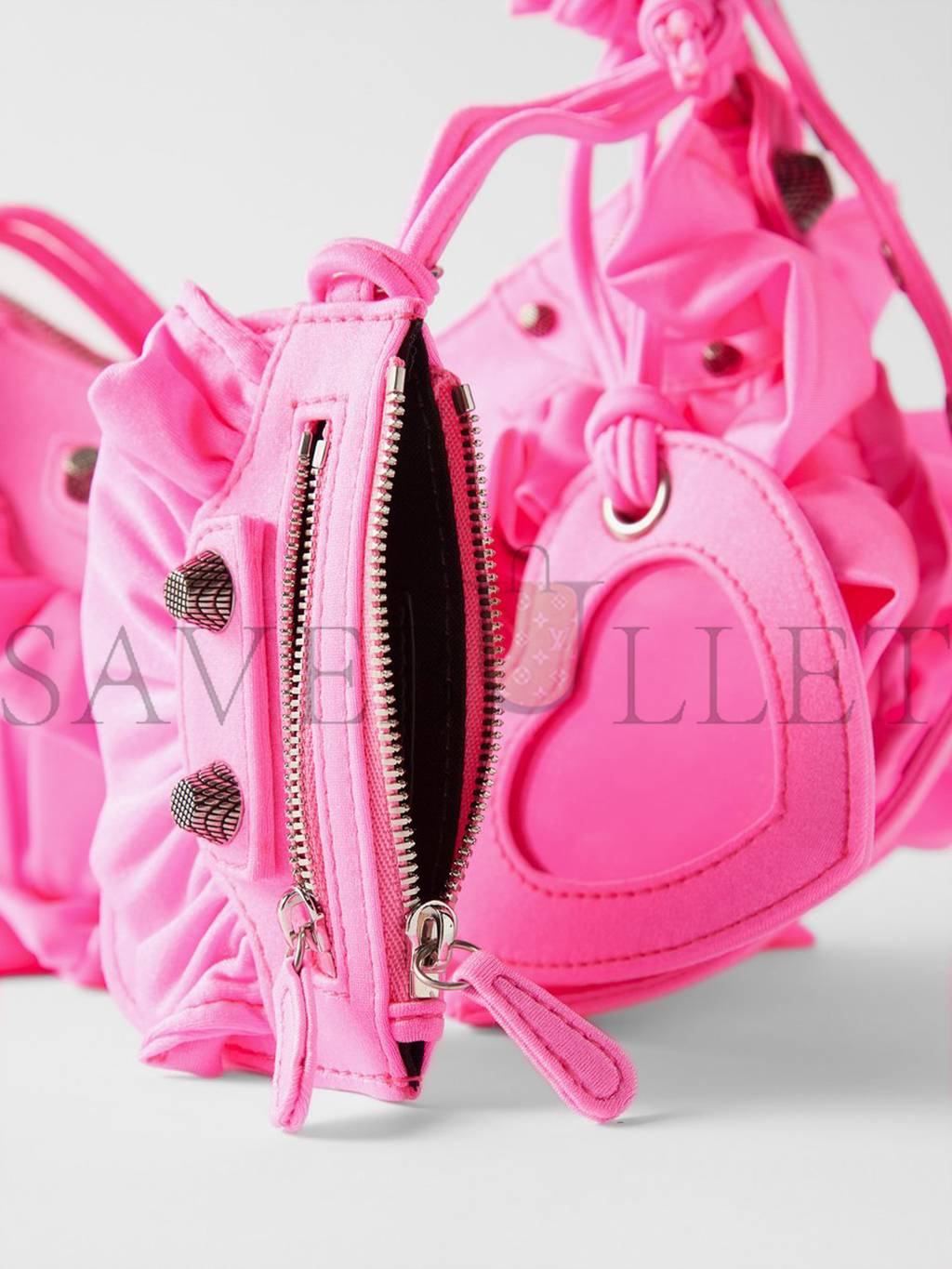 Ba*len*cia*ga pink le cagole xs ruffled spandex shoulder bag matchesfashion us (25*15.2*6cm)