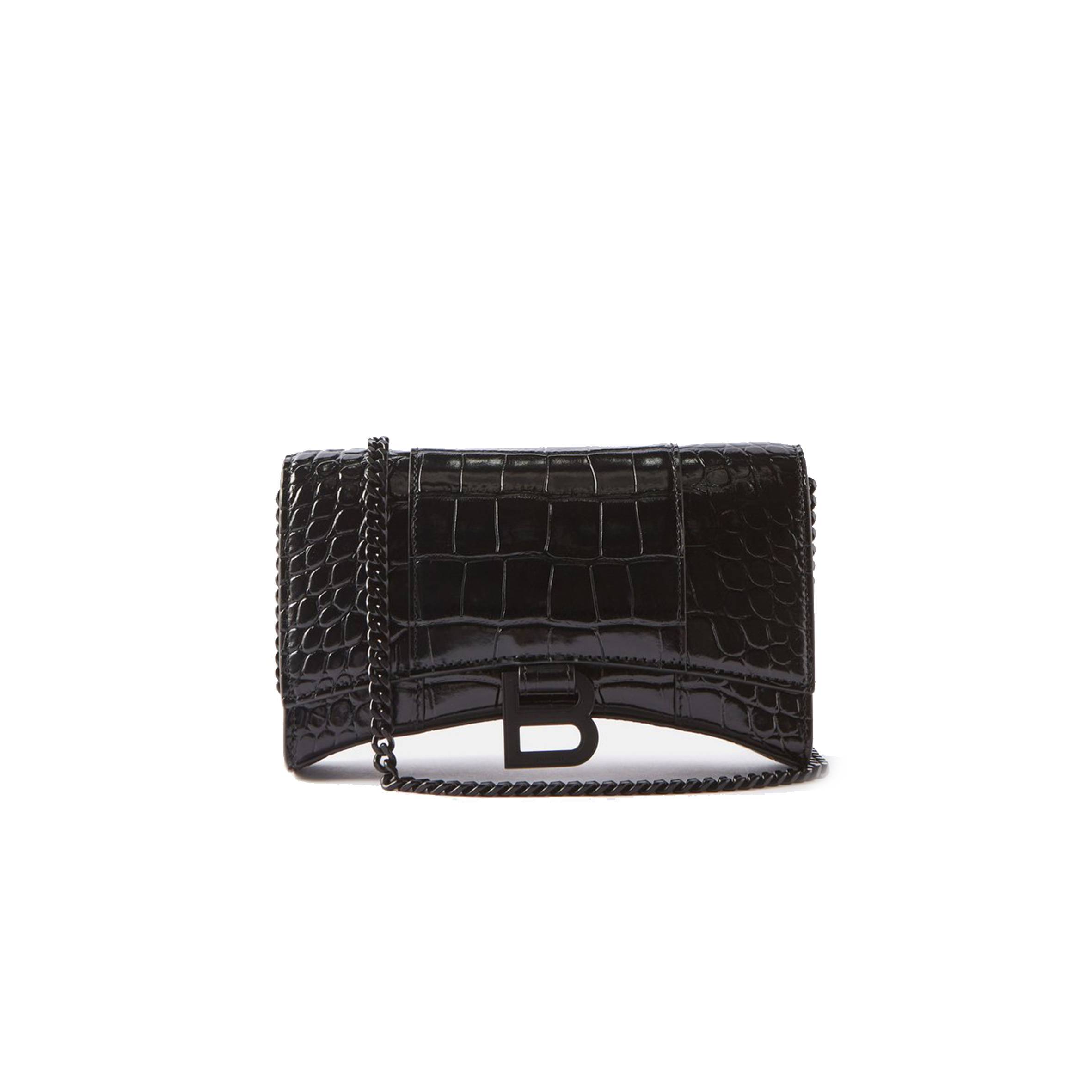 Ba*len*cia*ga black hourglass croc-effect leather cross-body bag matchesfashion us (20*12.1*10.6cm)