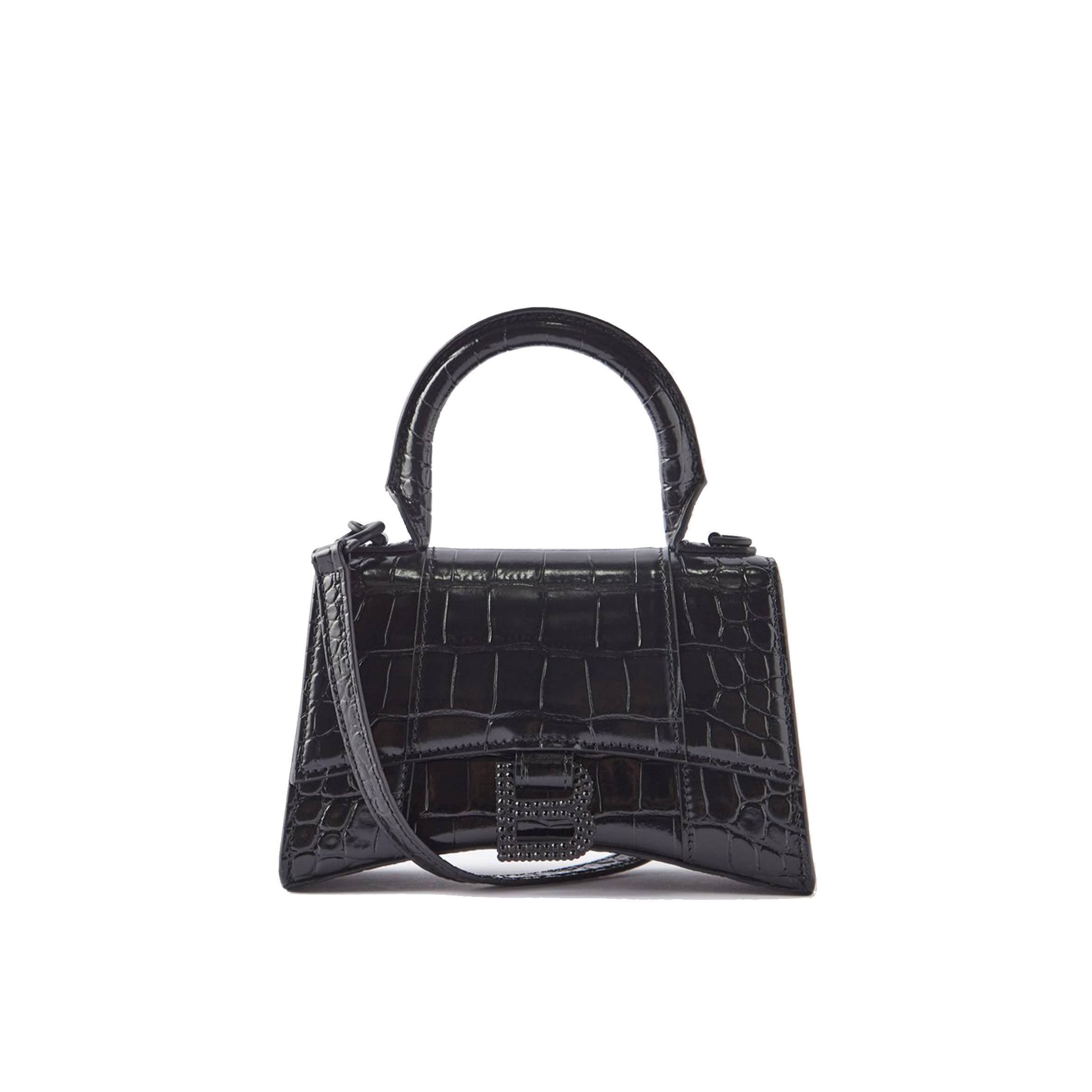 Ba*len*cia*ga black hourglass xs croc-effect leather cross-body bag matchesfashion us (19*12.5*8cm)