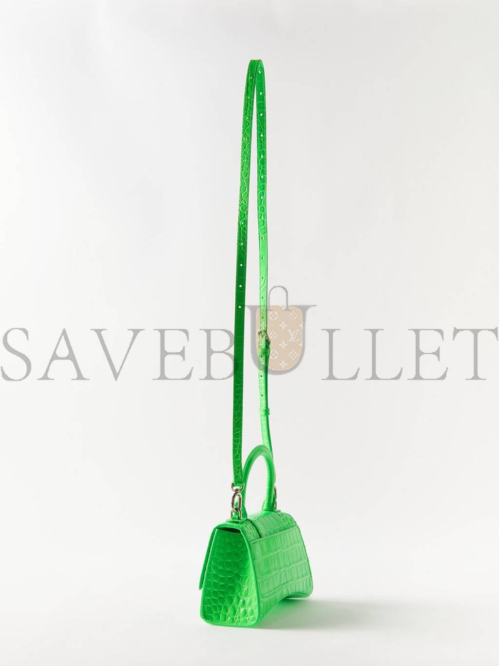 Ba*len*cia*ga green hourglass xs crocodile-effect leather bag matchesfashion us (19*12.5*8cm)