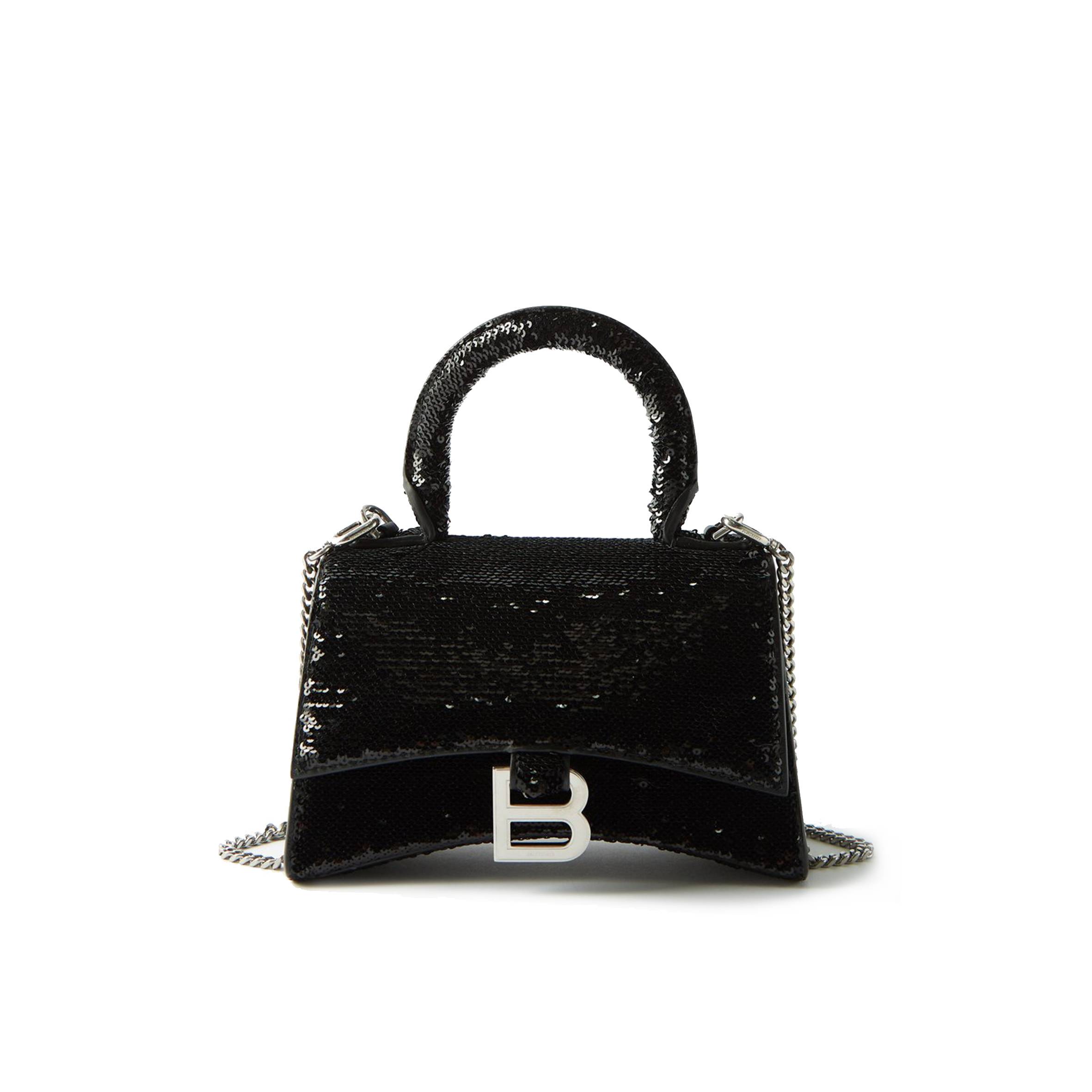 Ba*len*cia*ga black hourglass xs sequinned handbag matchesfashion us (19*12.1*7.6cm)