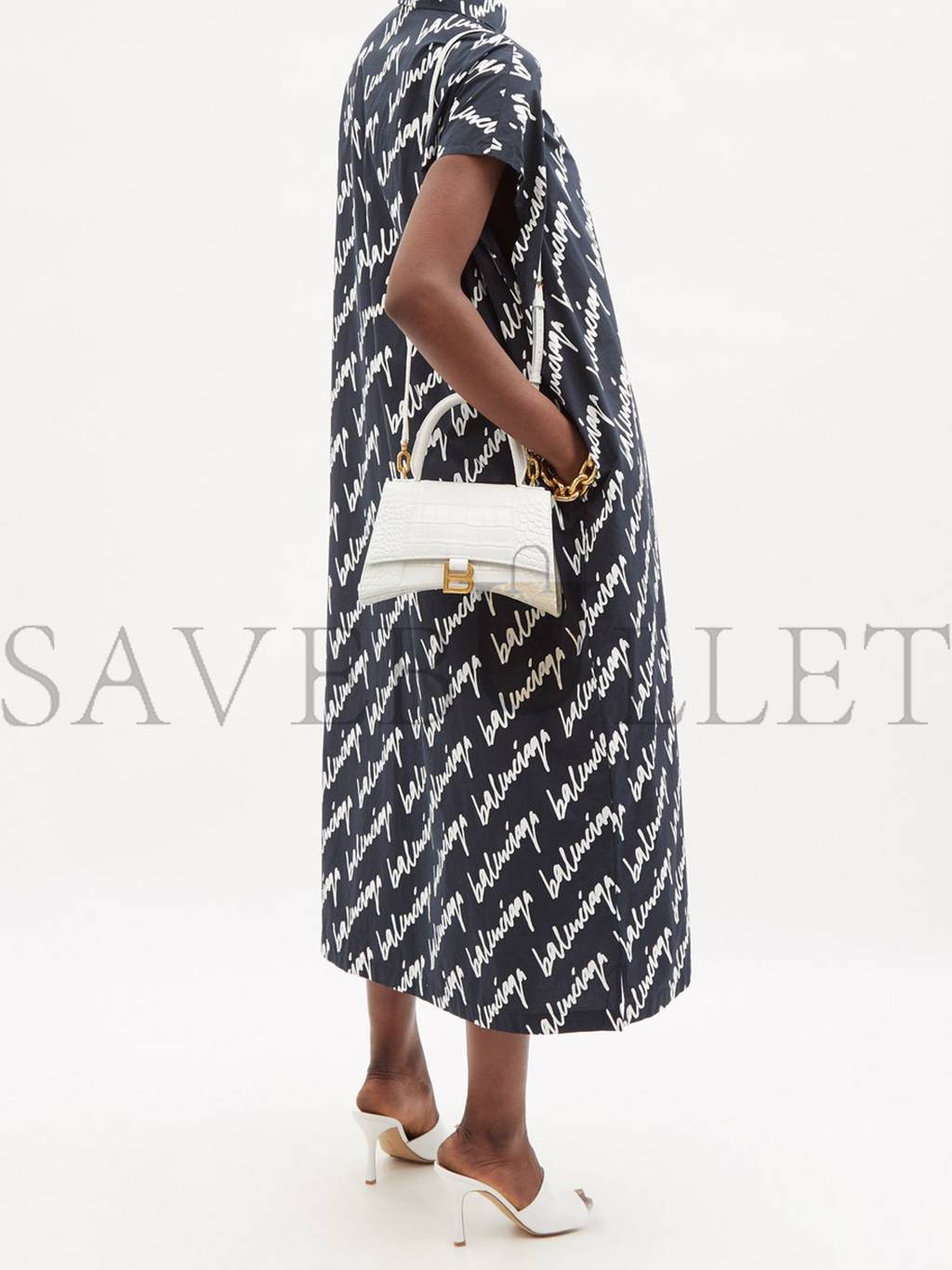 Ba*len*cia*ga white hourglass s crocodile-effect leather bag matchesfashion us (22.5*15*10cm)