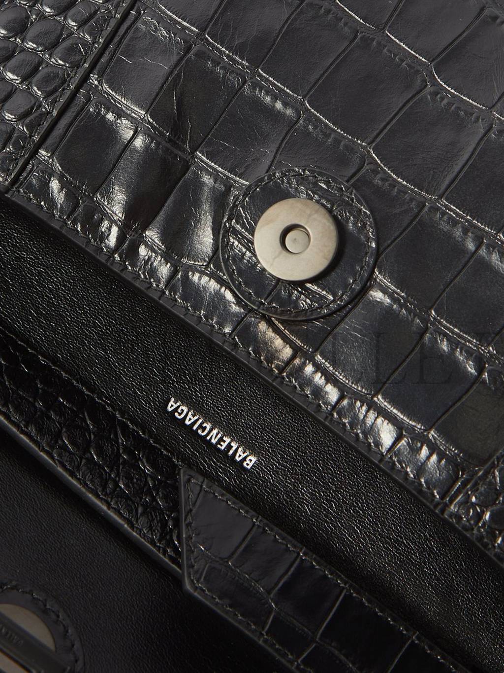 Ba*len*cia*ga black downtown xs crocodile-effect leather bag matchesfashion us (25.4*15*6cm)