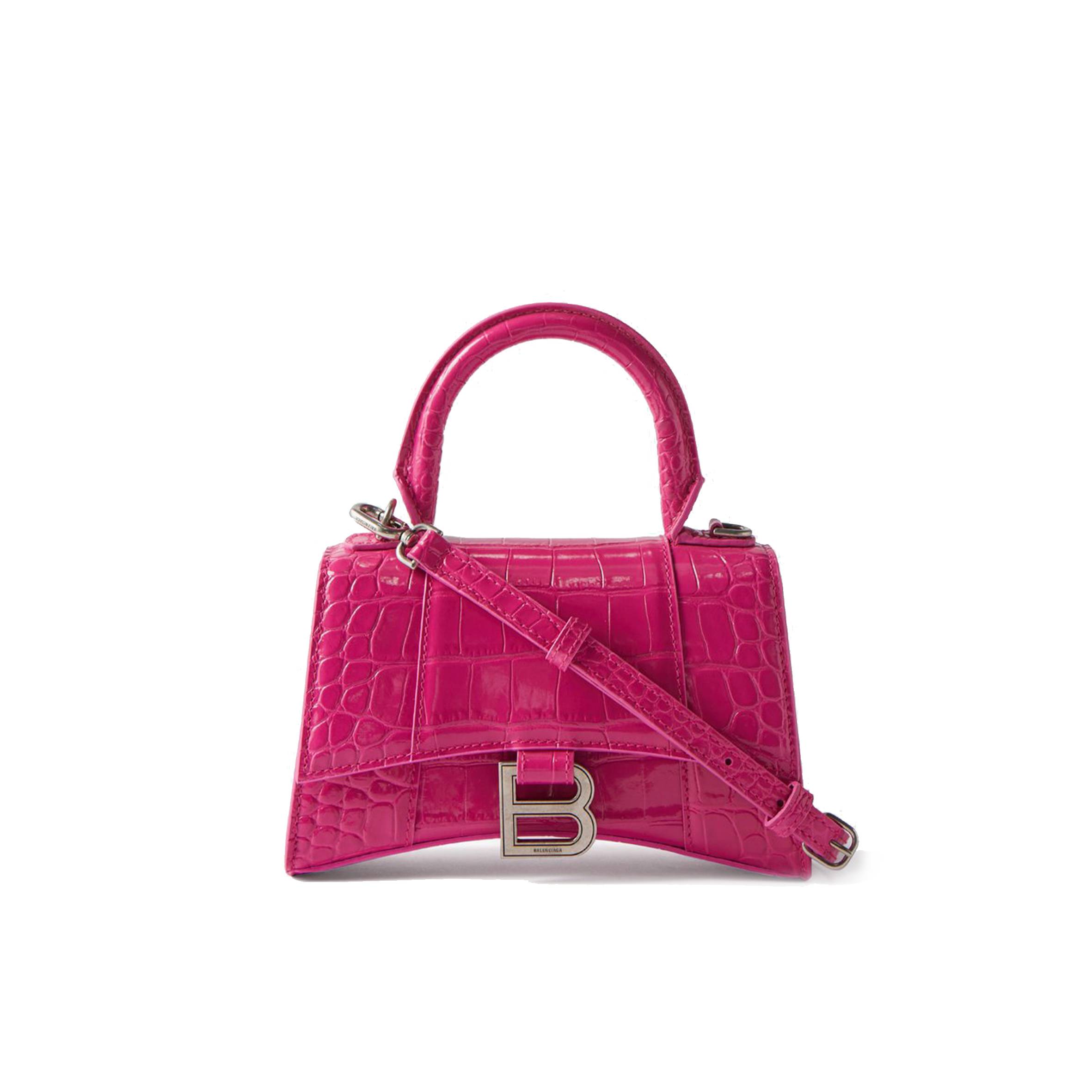 Ba*len*cia*ga pink hourglass xs crocodile-effect leather bag matchesfashion us (19.5*12*5cm)