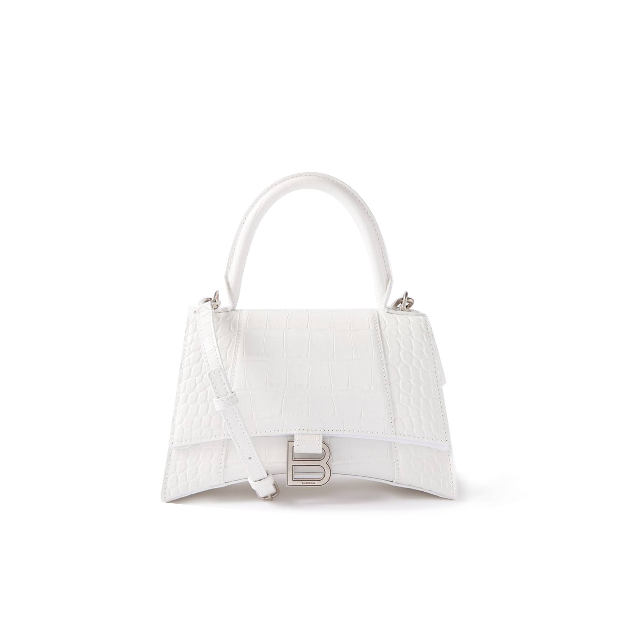 Ba*len*cia*ga white hourglass s crocodile-effect leather bag matchesfashion us (22.8*15.2*9cm)