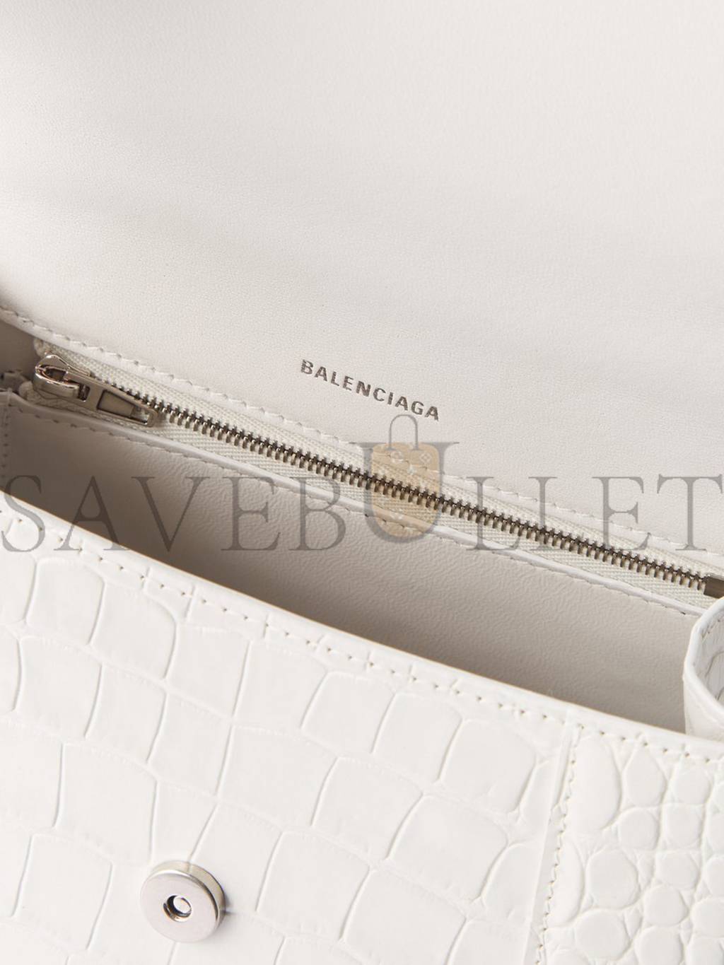 Ba*len*cia*ga white hourglass s crocodile-effect leather bag matchesfashion us (22.8*15.2*9cm)