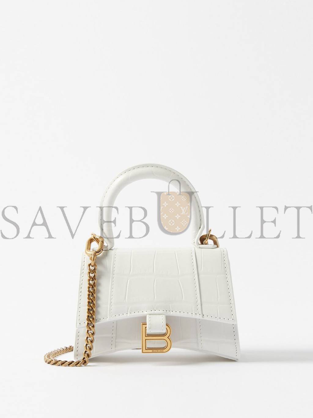 Ba*len*cia*ga white hourglass mini crocodile-effect cross-body bag matchesfashion us (12*8*4.6cm)