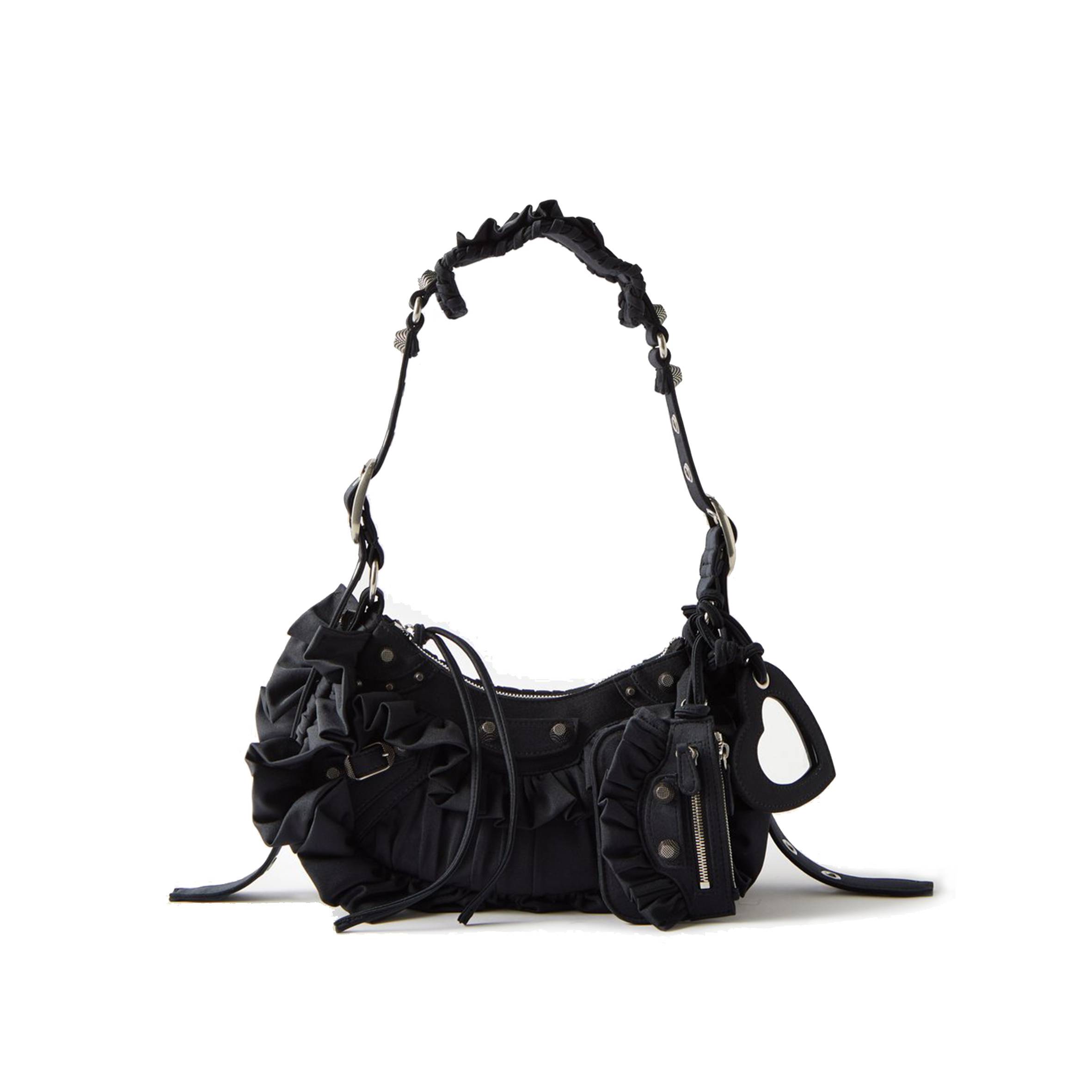 Ba*len*cia*ga black le cagole xs ruffled spandex shoulder bag matchesfashion us (25.6*11.4*7.3cm)