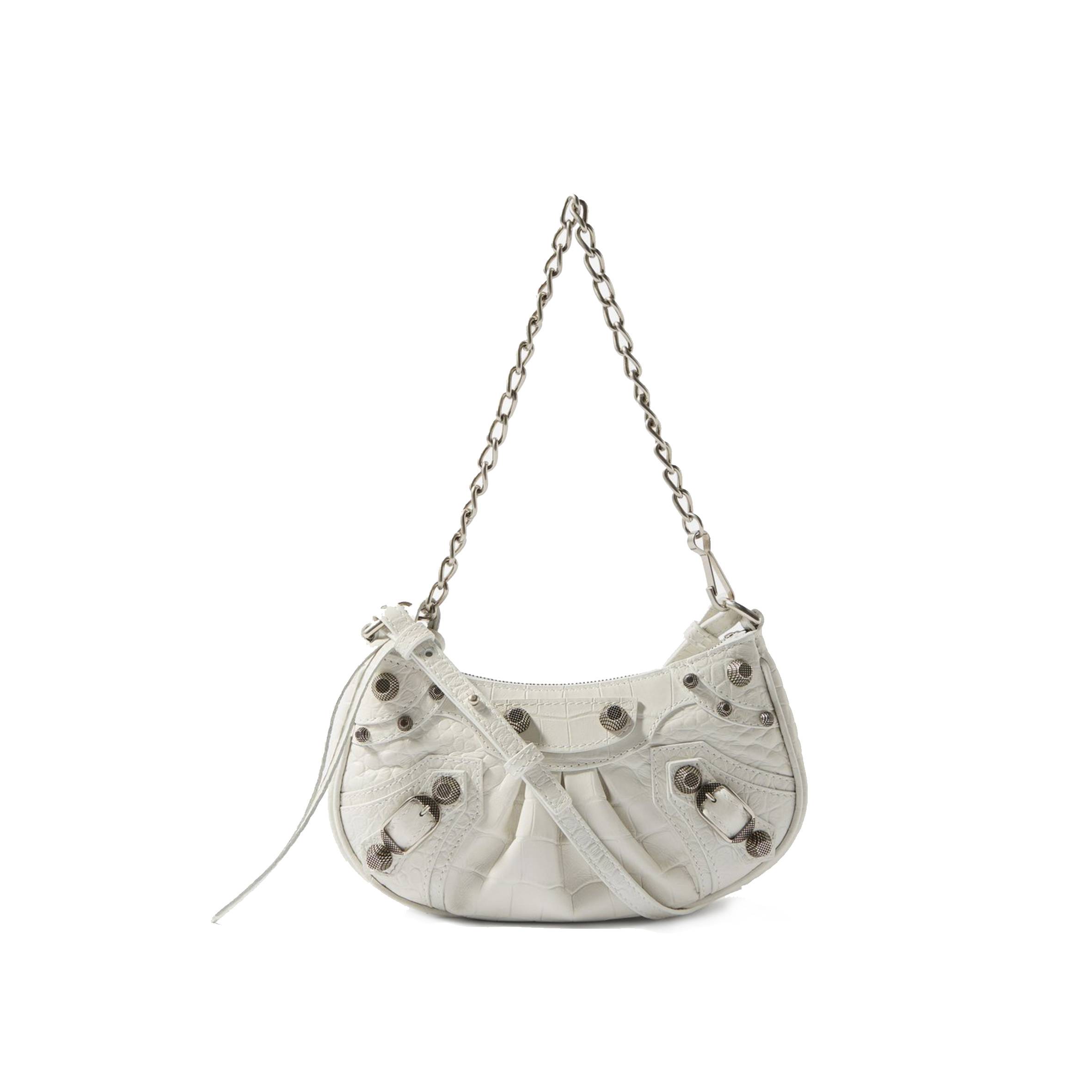 Ba*len*cia*ga white le cagole xs studded leather shoulder bag matchesfashion us (25.6*11.4*7.3cm)
