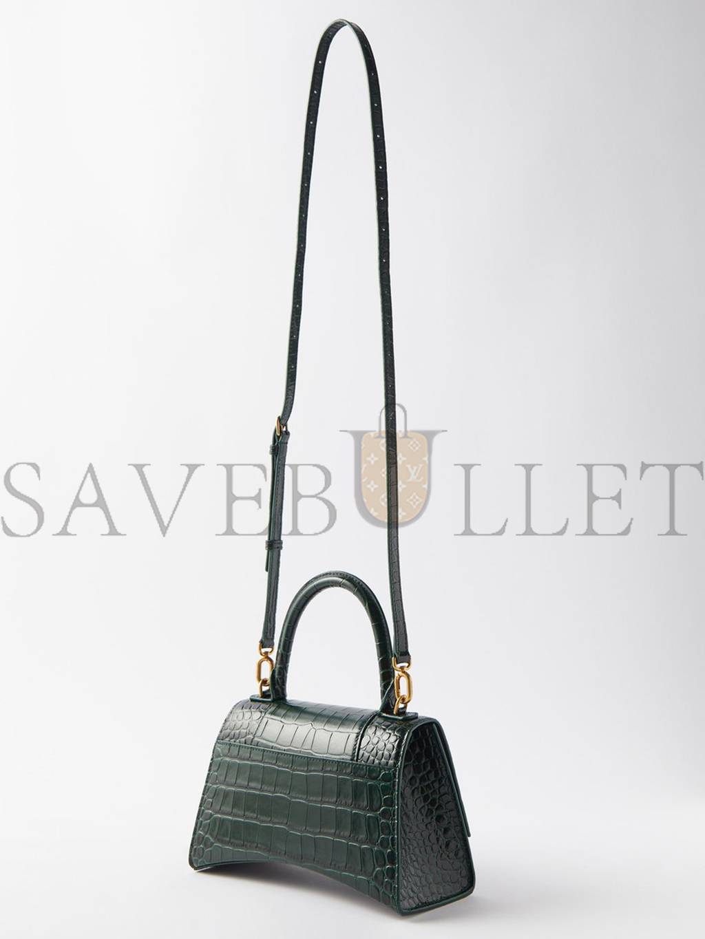 Ba*len*cia*ga green hourglass s crocodile-effect leather bag matchesfashion us (22.5*15*10cm)