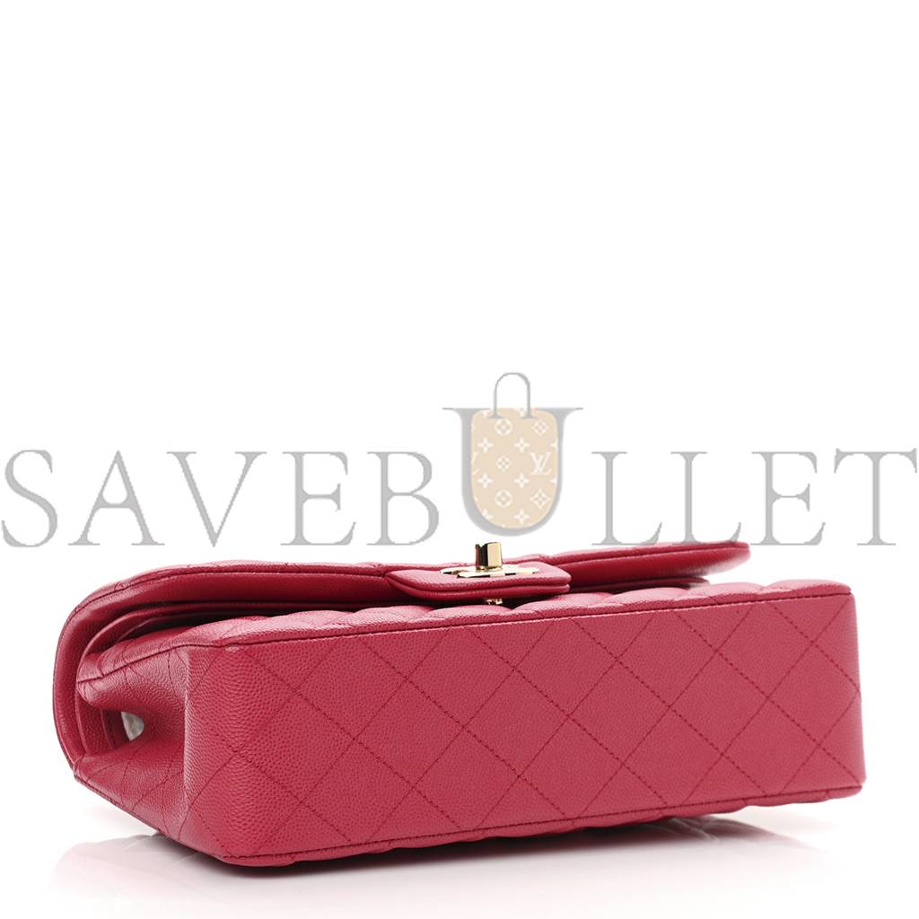 Ch*el caviar quilted small double flap dark pink gold hardware (23*13*6cm)