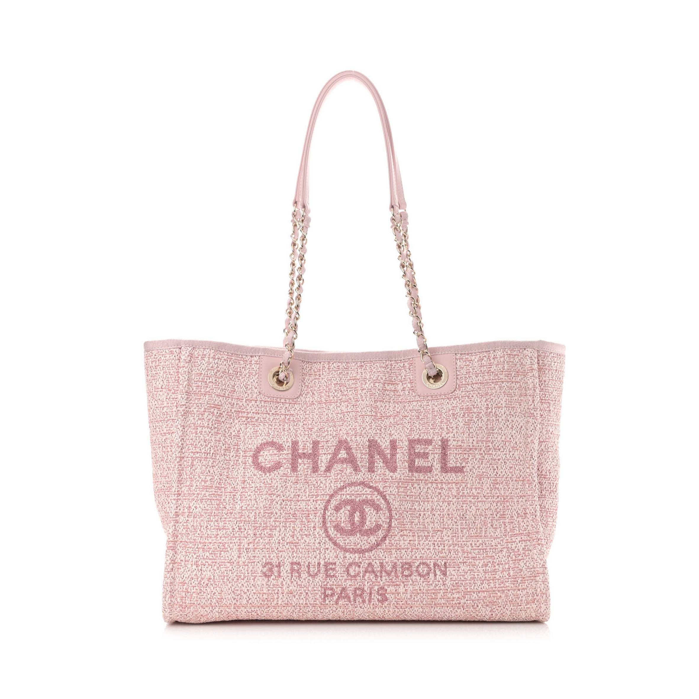 Ch*el lurex boucle small deauville tote pink (34*26*13cm)