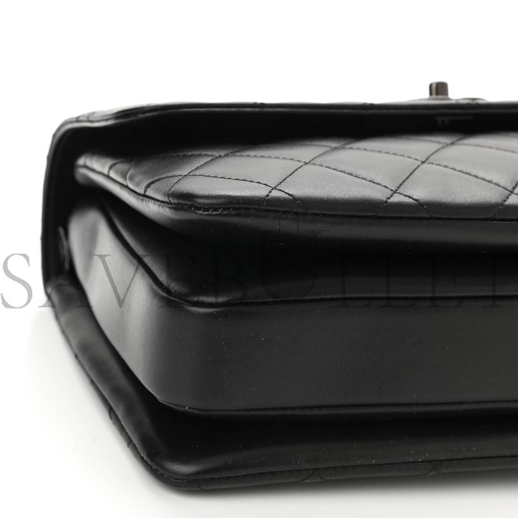 Ch*el lambskin quilted medium trendy cc dual handle flap bag so black black hardware (25*18*10cm)