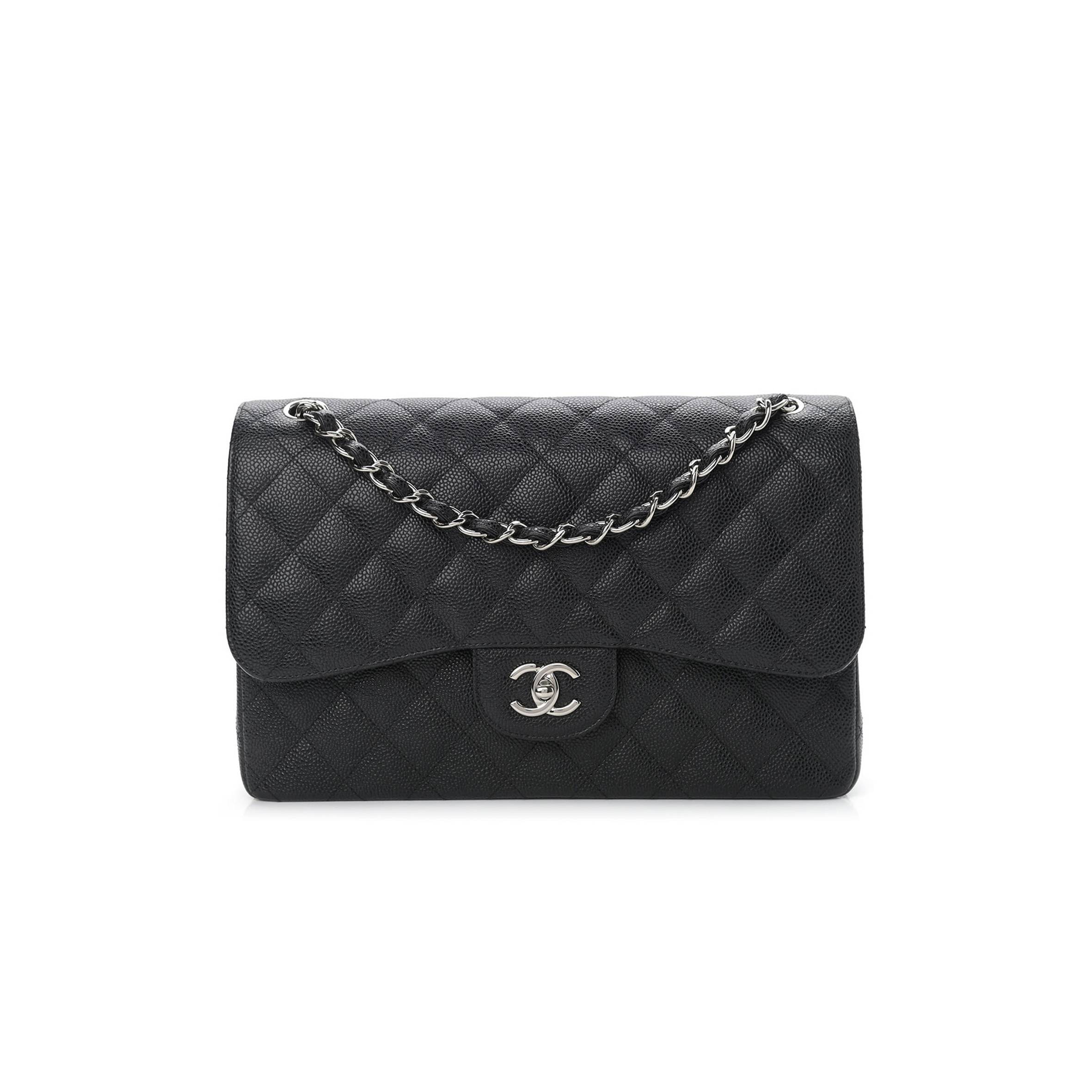 Ch*el caviar quilted jumbo double flap black silver hardware (30*20*9cm)