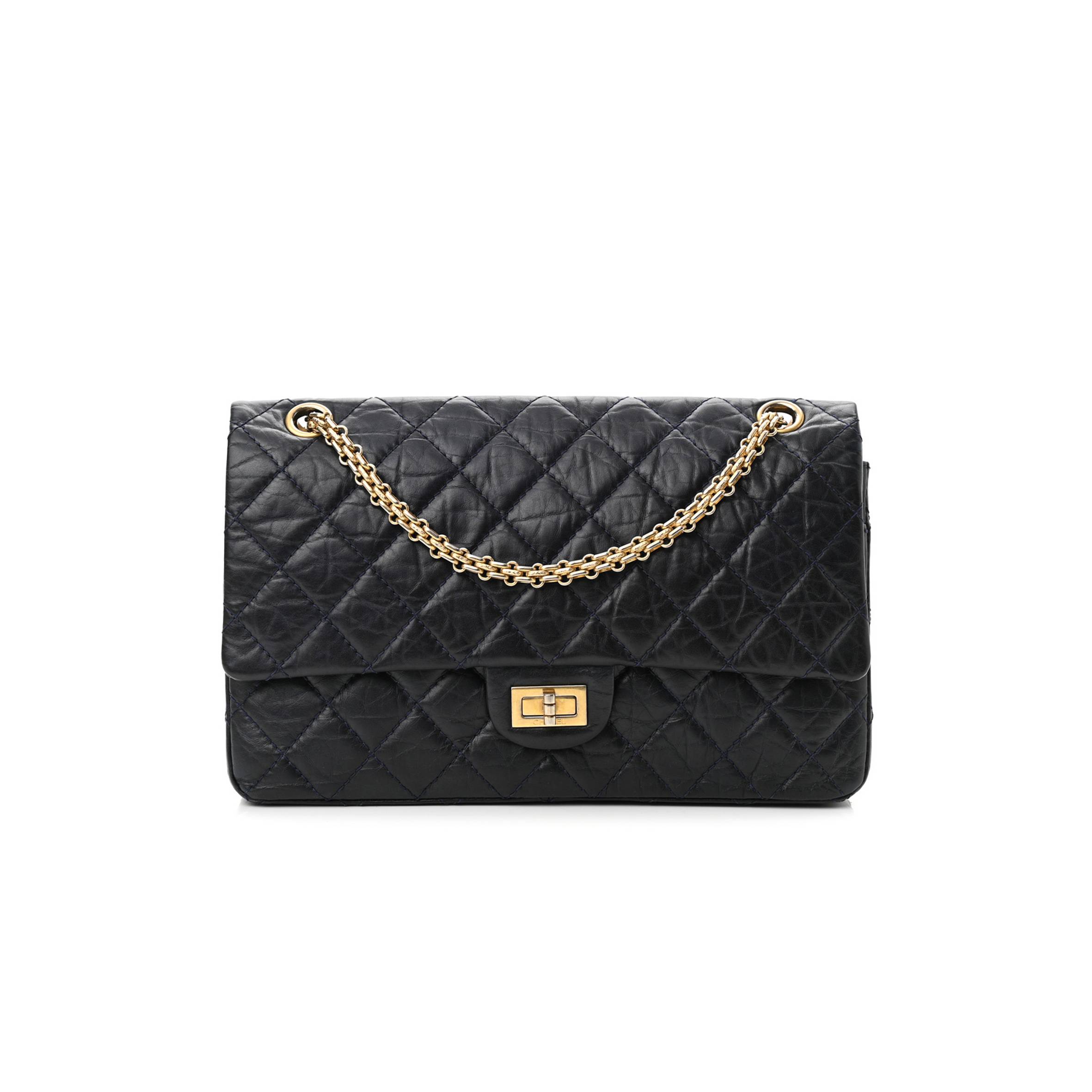 Ch*el calfskin quilted 2.55 reissue 226 flap navy blue (27*17*9cm)