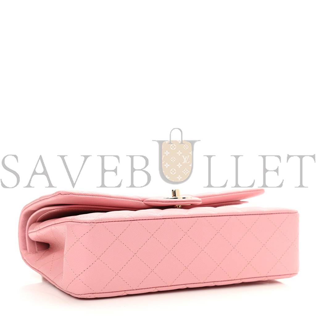 Ch*el caviar quilted medium double flap pink (25*15*6cm)