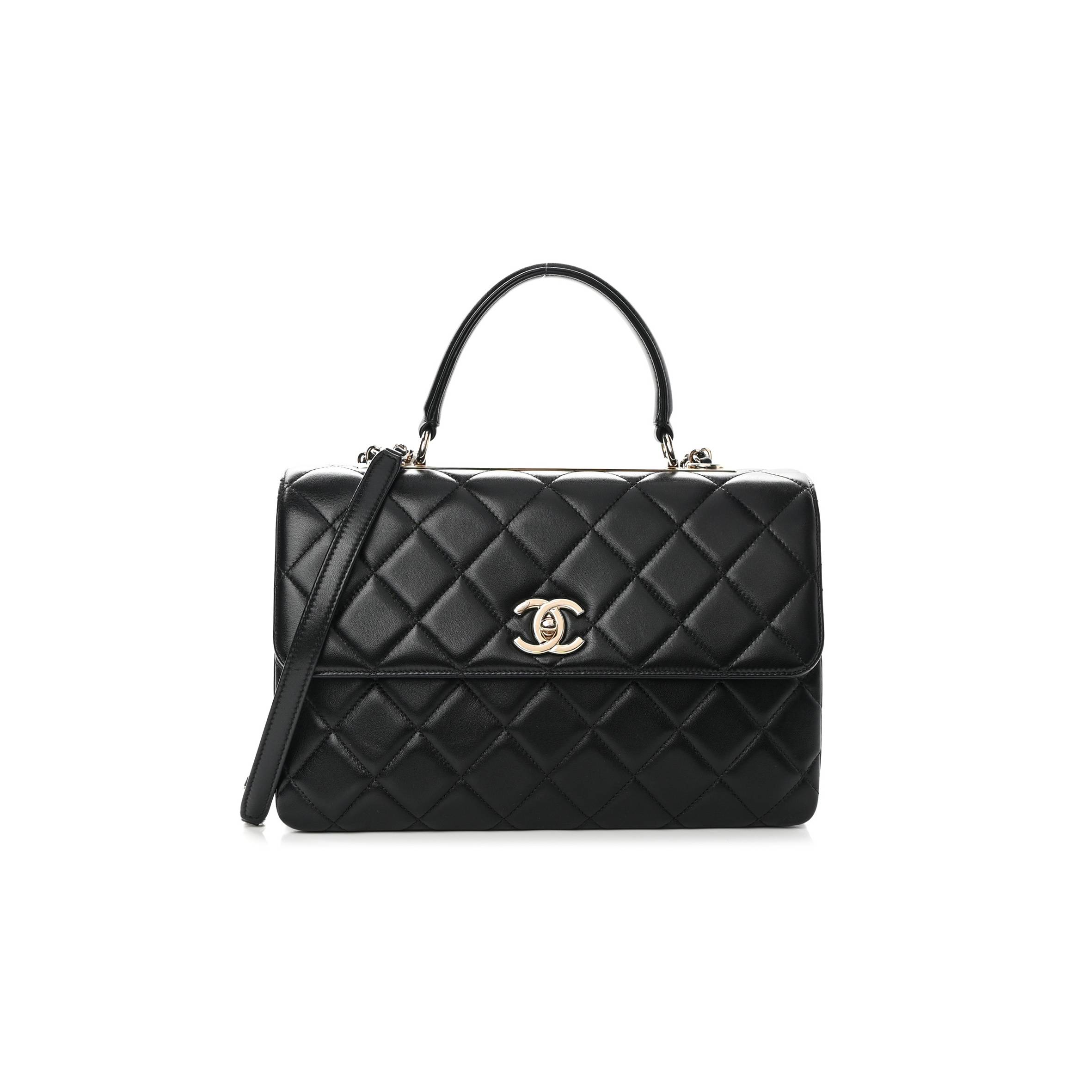 Ch*el lambskin quilted medium trendy cc flap dual handle bag black rose gold hardware (29*19*9cm)