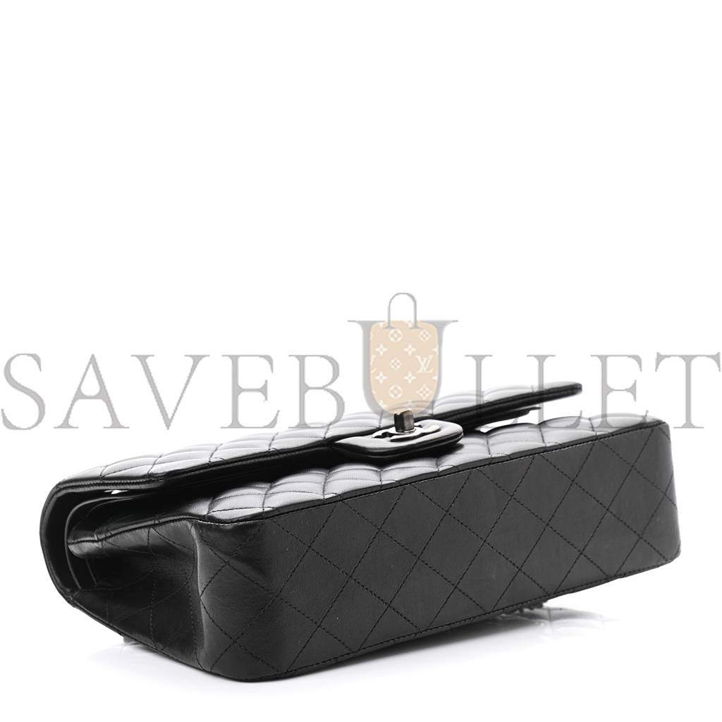 Ch*el lambskin quilted small double flap black silver hardware (25*15*6cm)