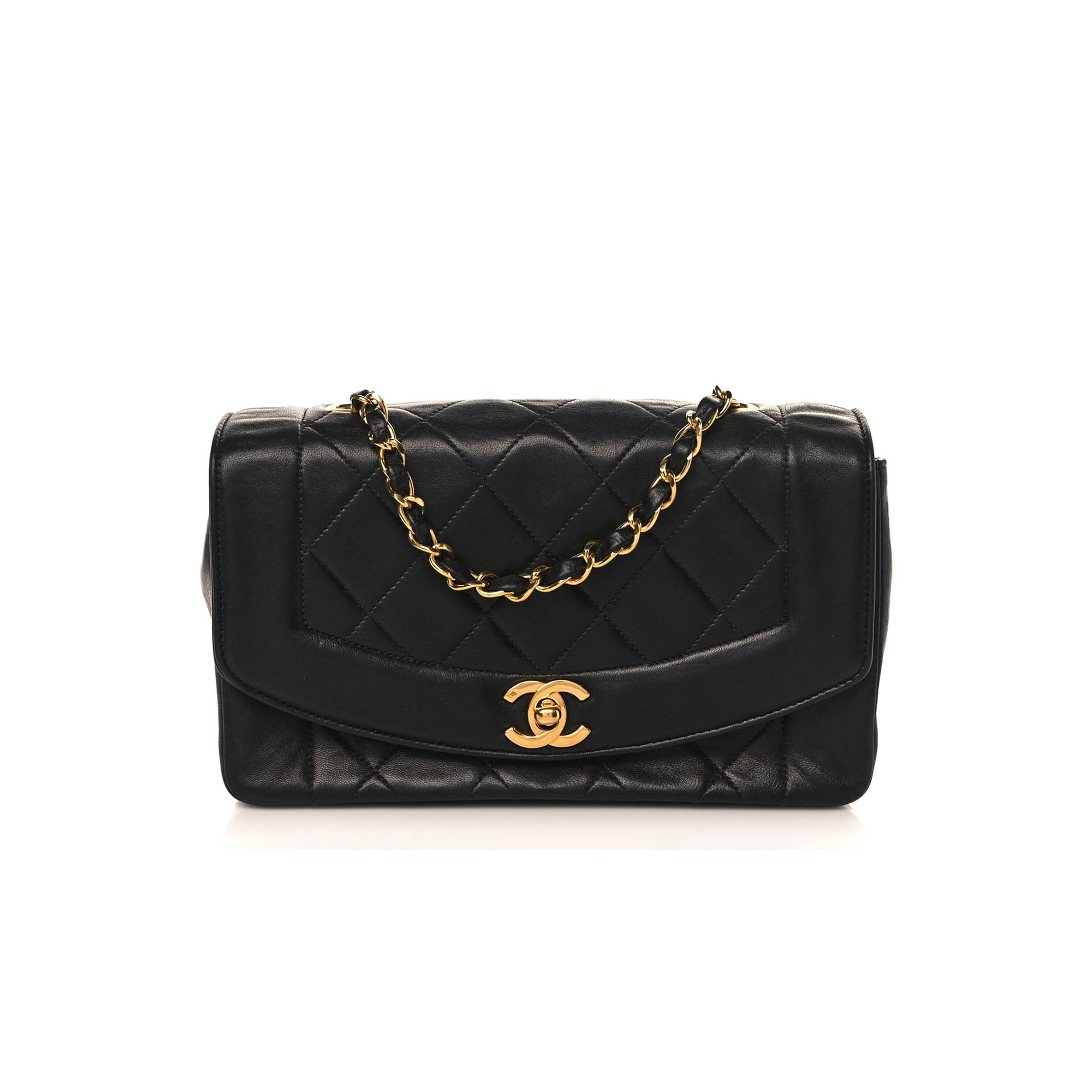 Ch*el lambskin quilted small single flap black gold hardware (23*15*5cm)