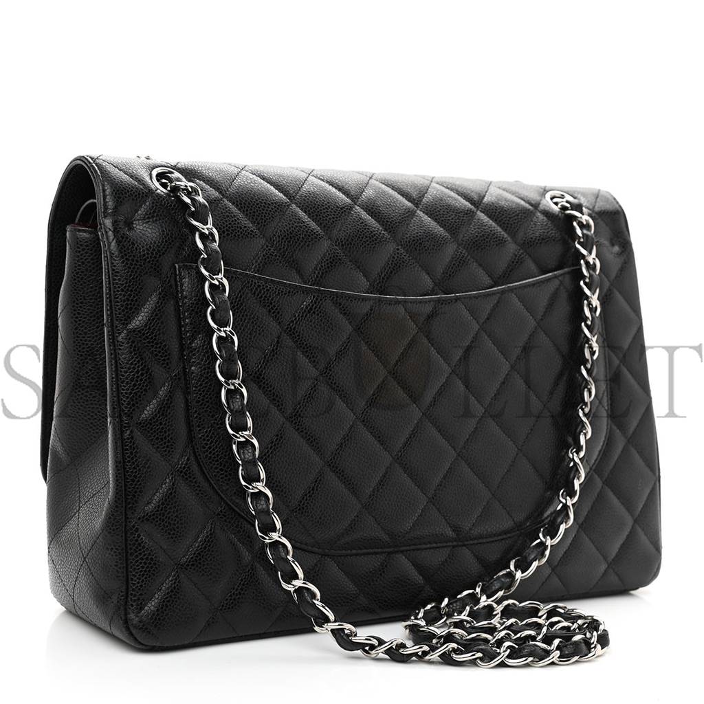 Ch*el caviar quilted maxi double flap black silver hardware (33*24*9cm)