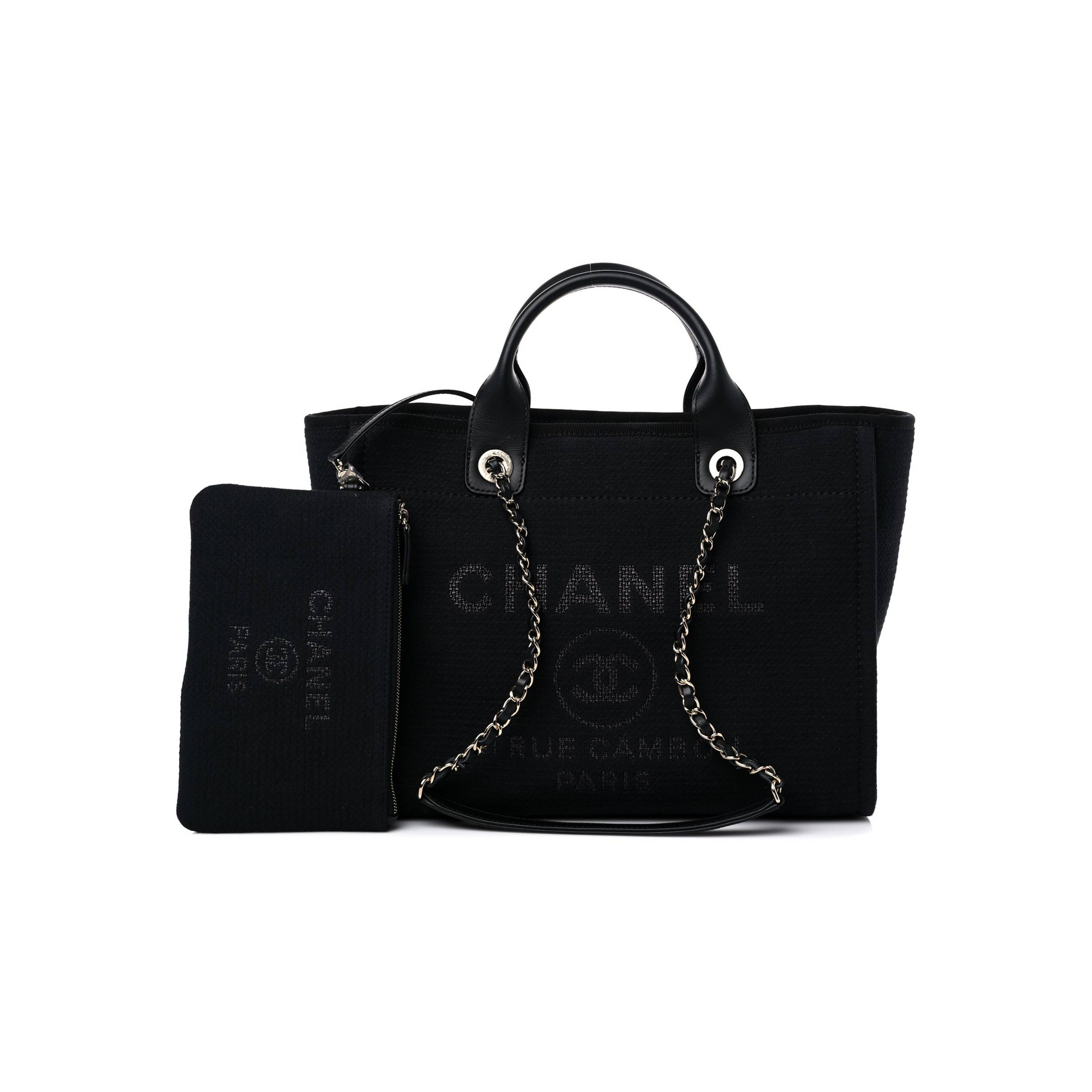 Ch*el mixed fibers small deauville tote black (34*29*15cm)