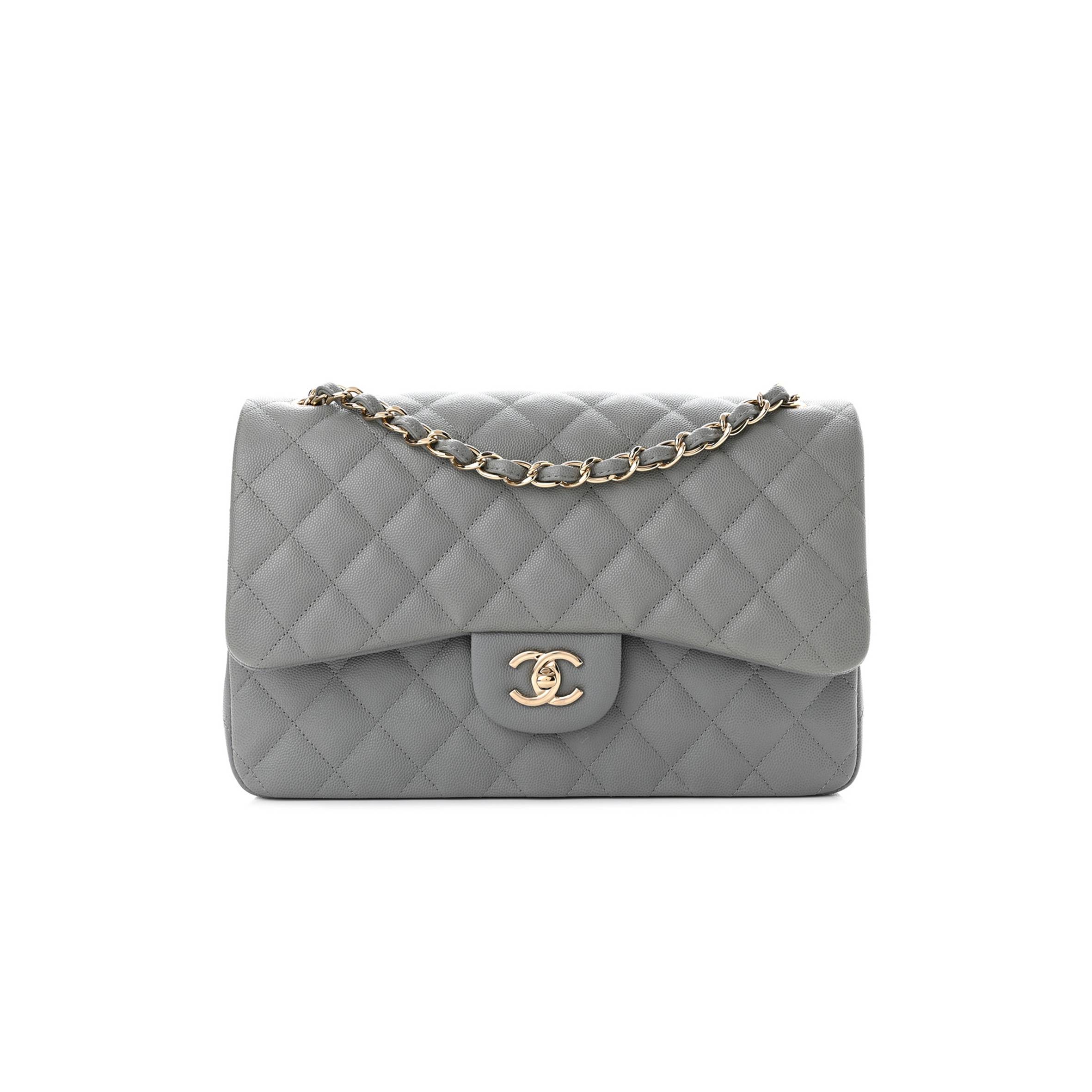 Ch*el caviar quilted jumbo double flap grey rose gold hardware (30*19*8cm)